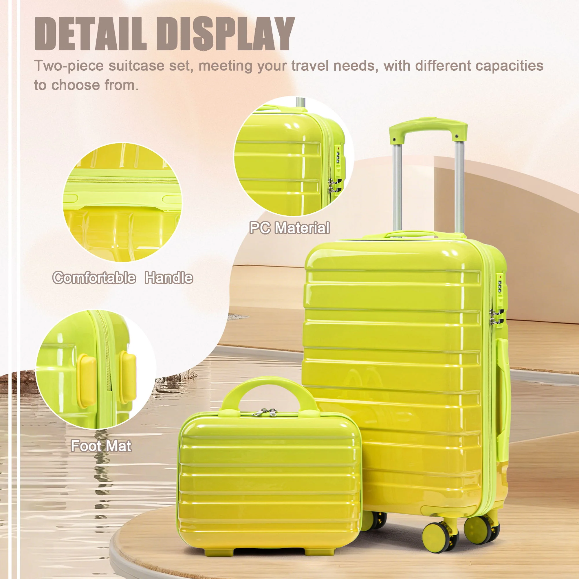 Luggage Set 14" / 20" With Combination Lock And Cosmetic Case - Image 43