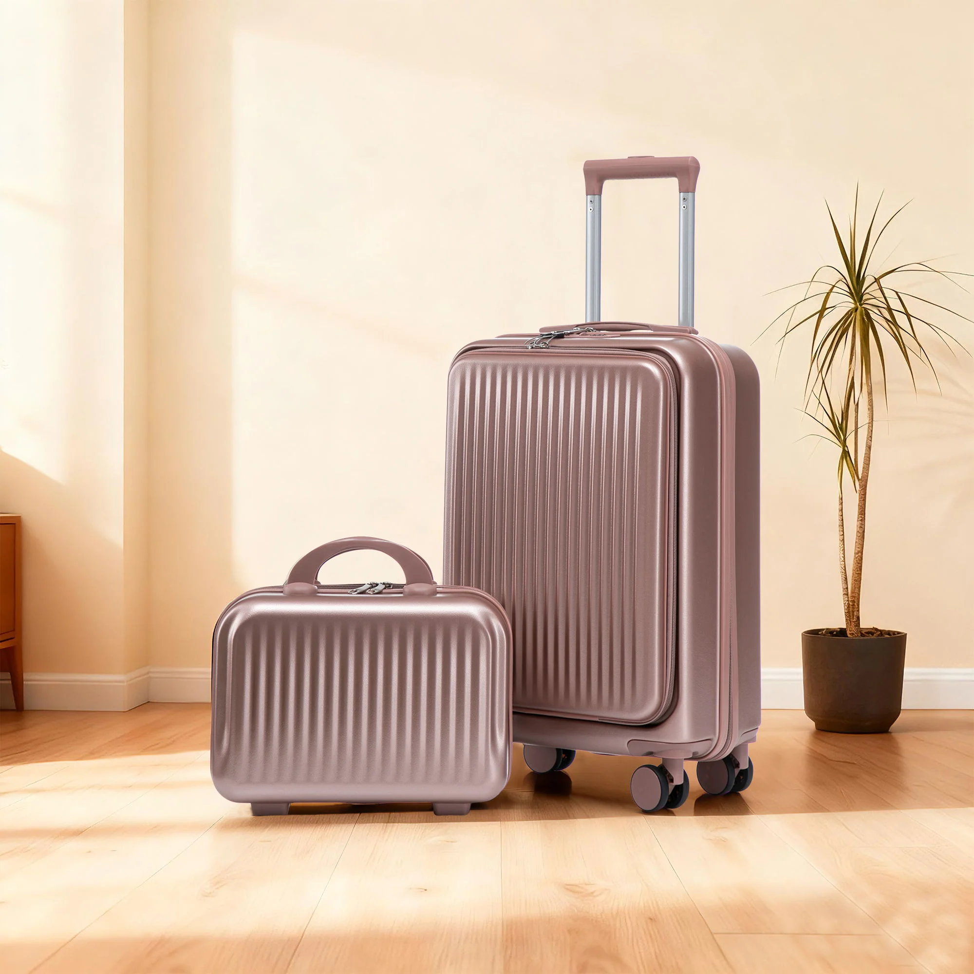 Luggage Set With Cosmetic Case, Combination Lock, Front Opening Design - Image 7