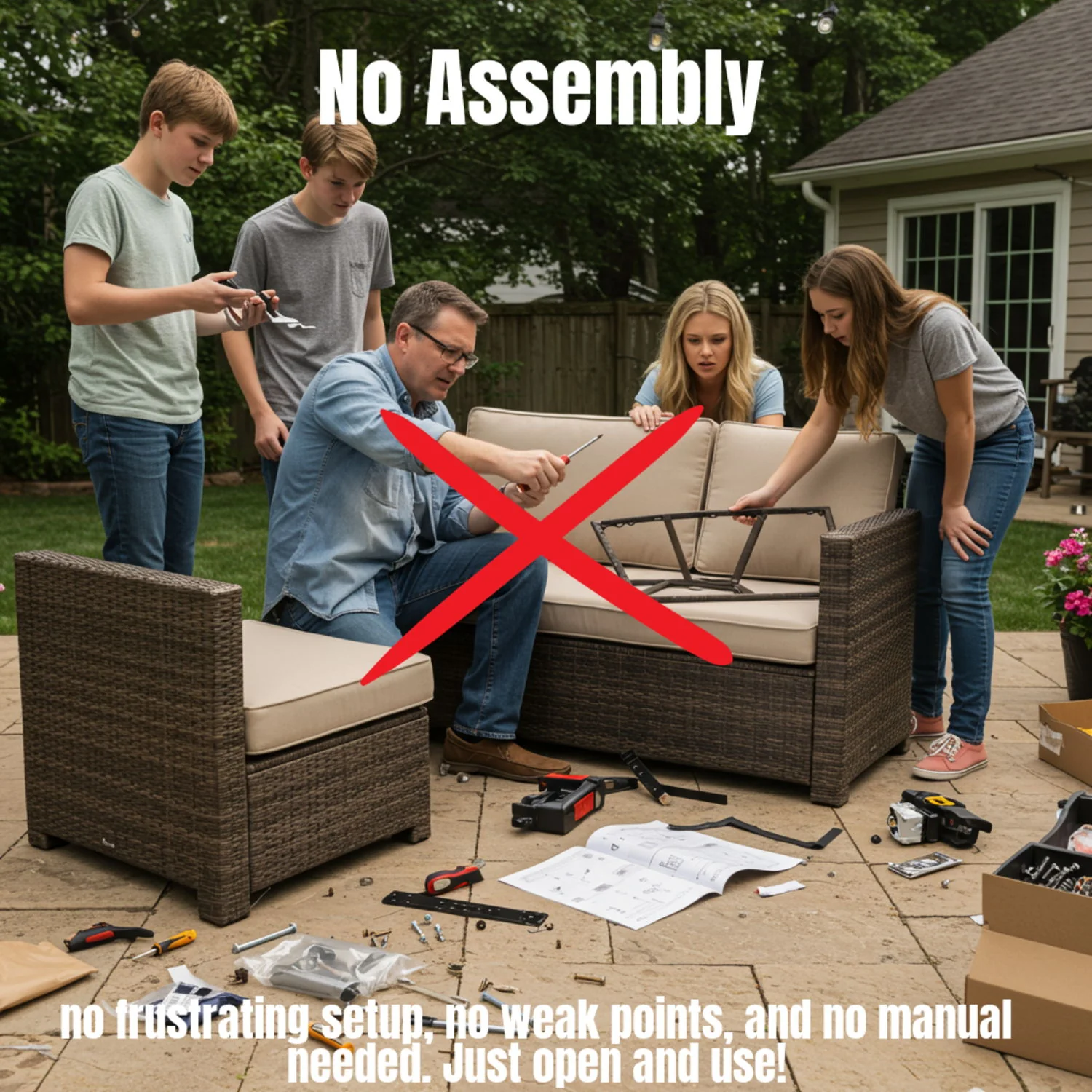 Luxurious Wicker Patio Sectional With Weather Resistant Sunbrella Cushions - Image 16