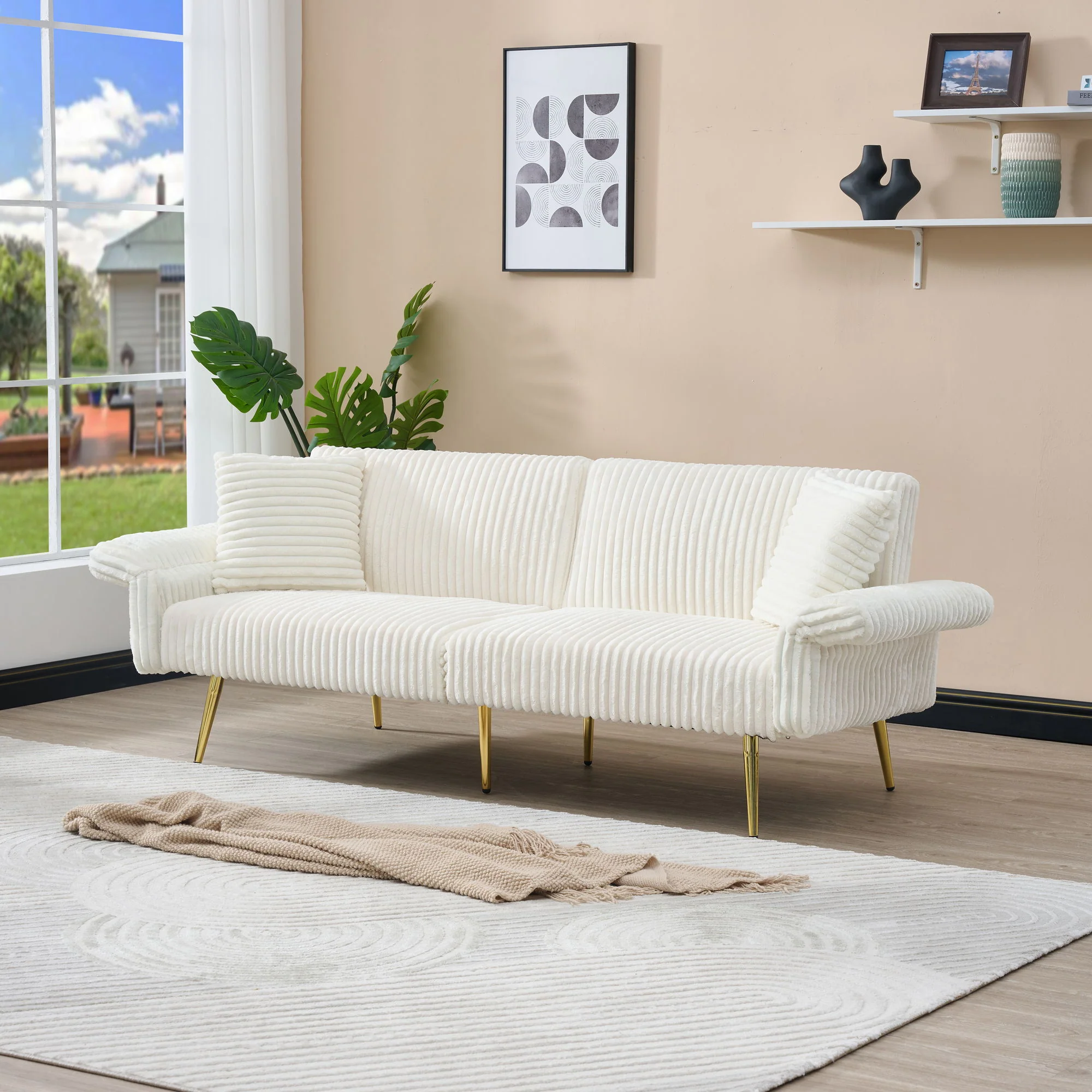 Luxury Foldable Double Sofa Bed With Folding Armrests - Image 10
