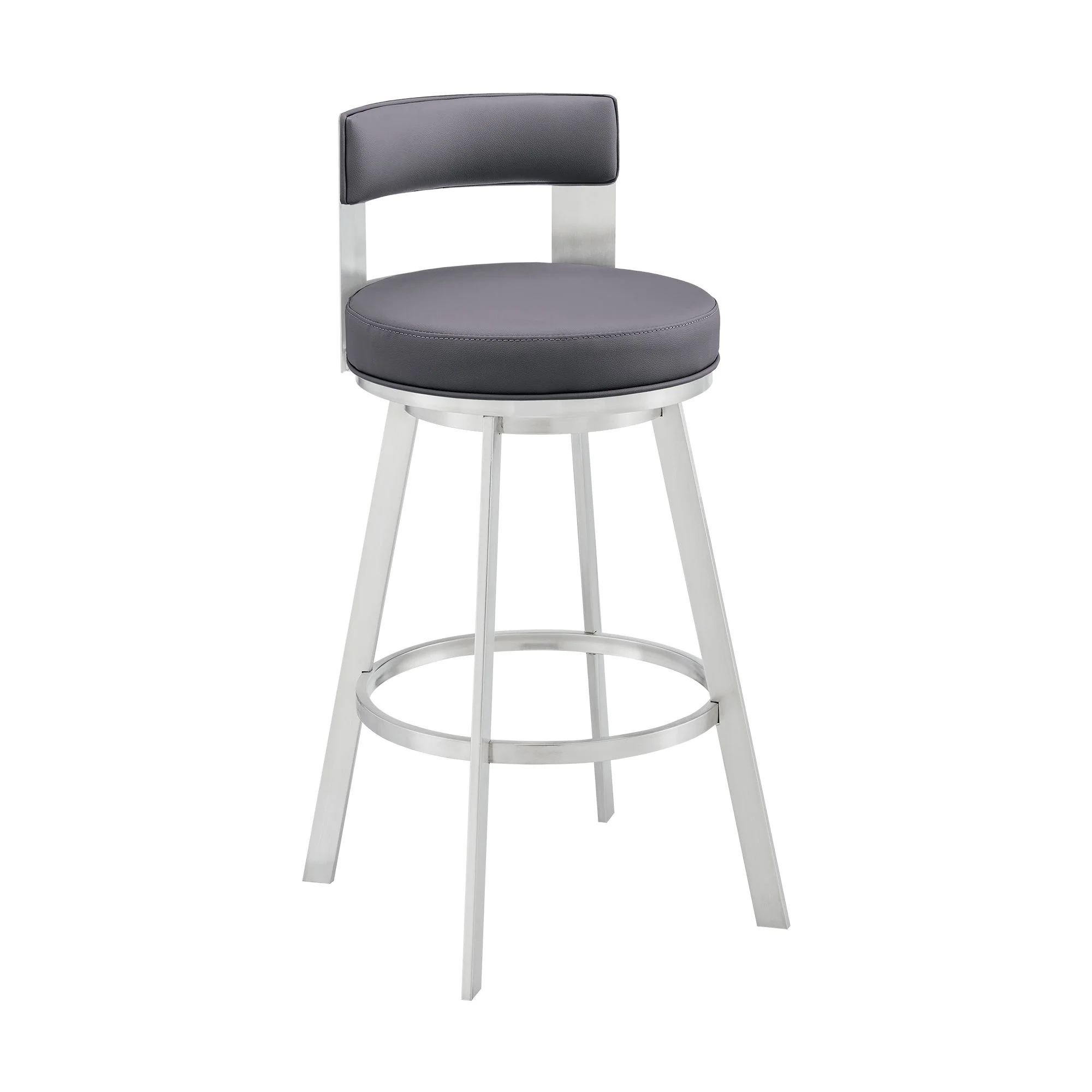 Lynof - Swivel Bar Stool - Brushed Stainless Steel Finish - Image 3