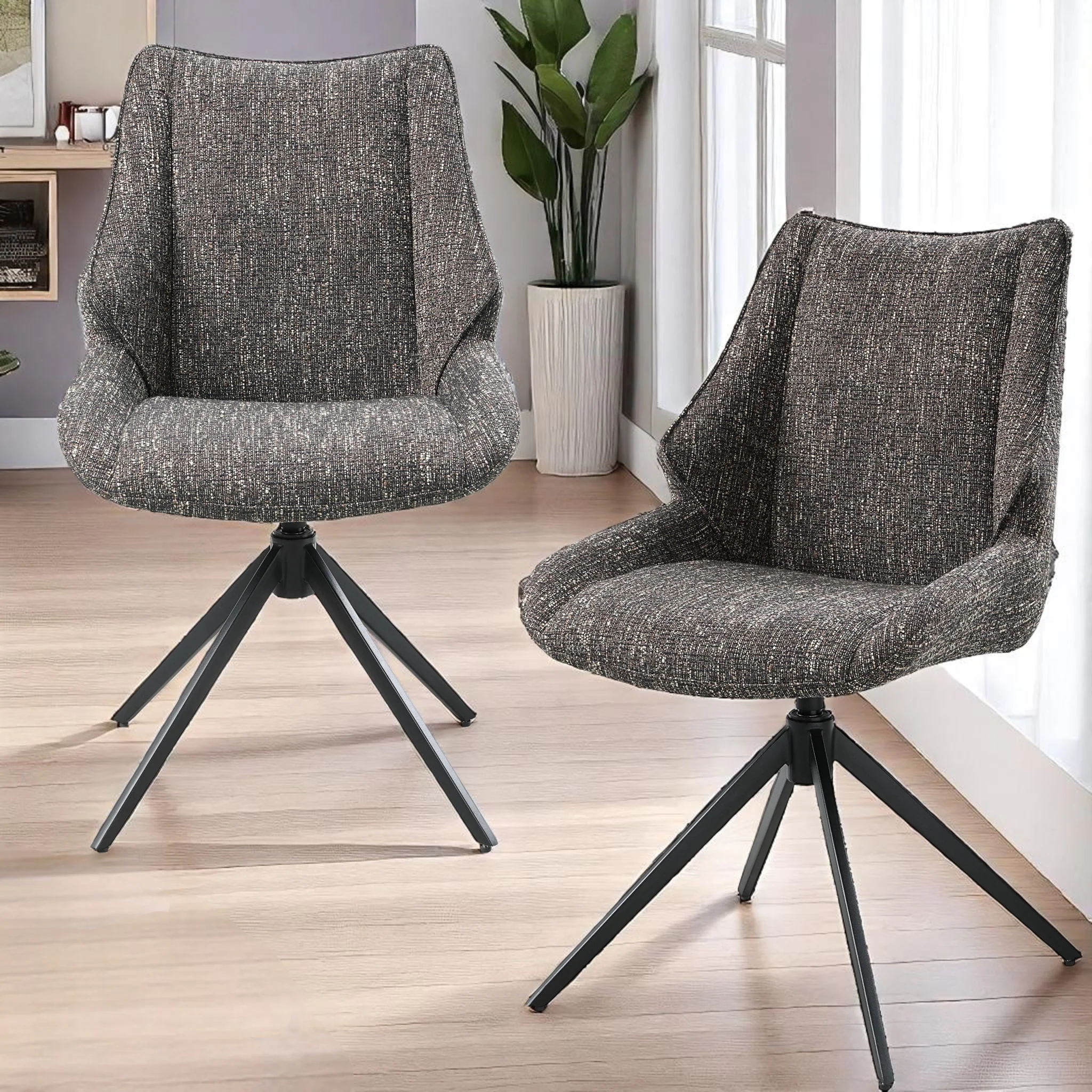 Malika - Side Chair With Swivel (Set of 2) - Brown Gray - Image 5