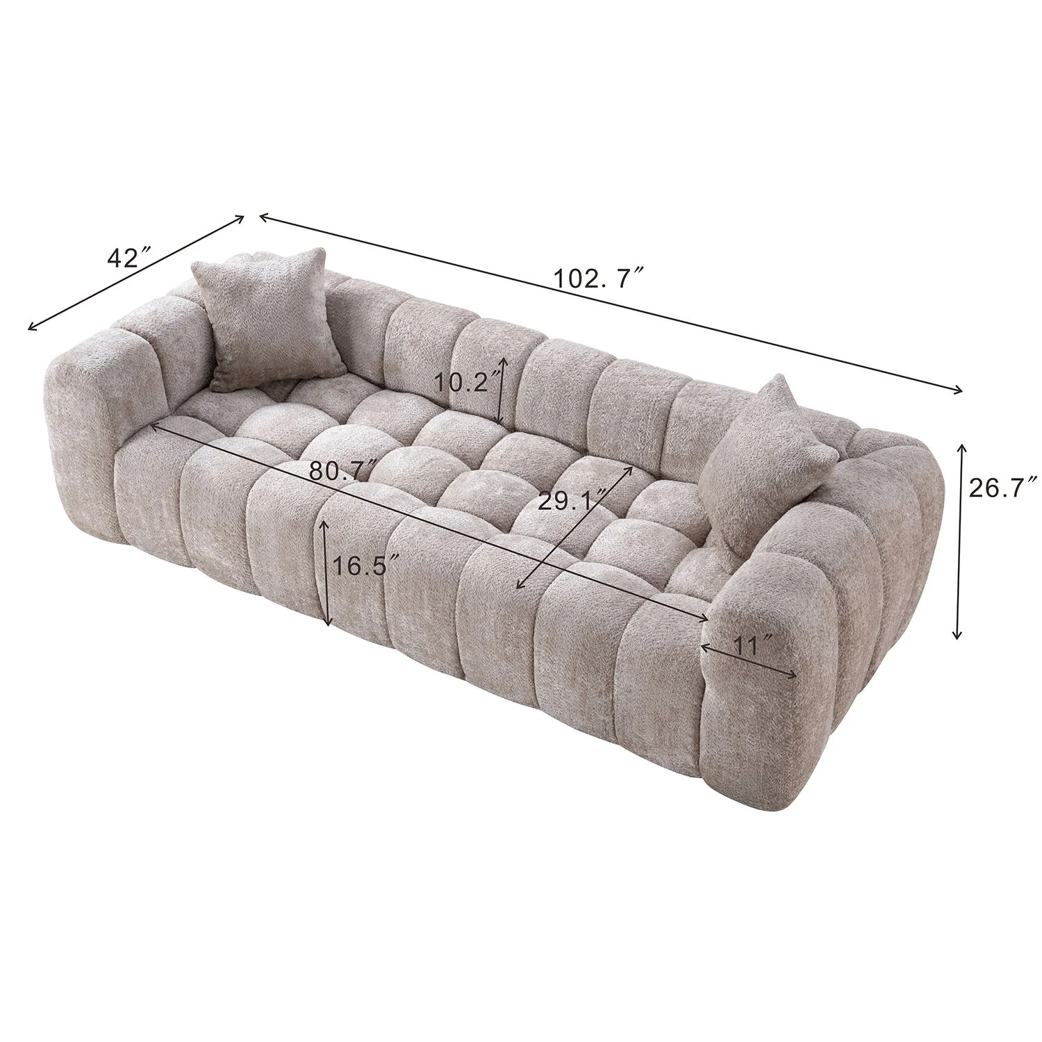 Marshmallow Cloud Compressed Sofa Oversized With 2 Cushions - Image 4