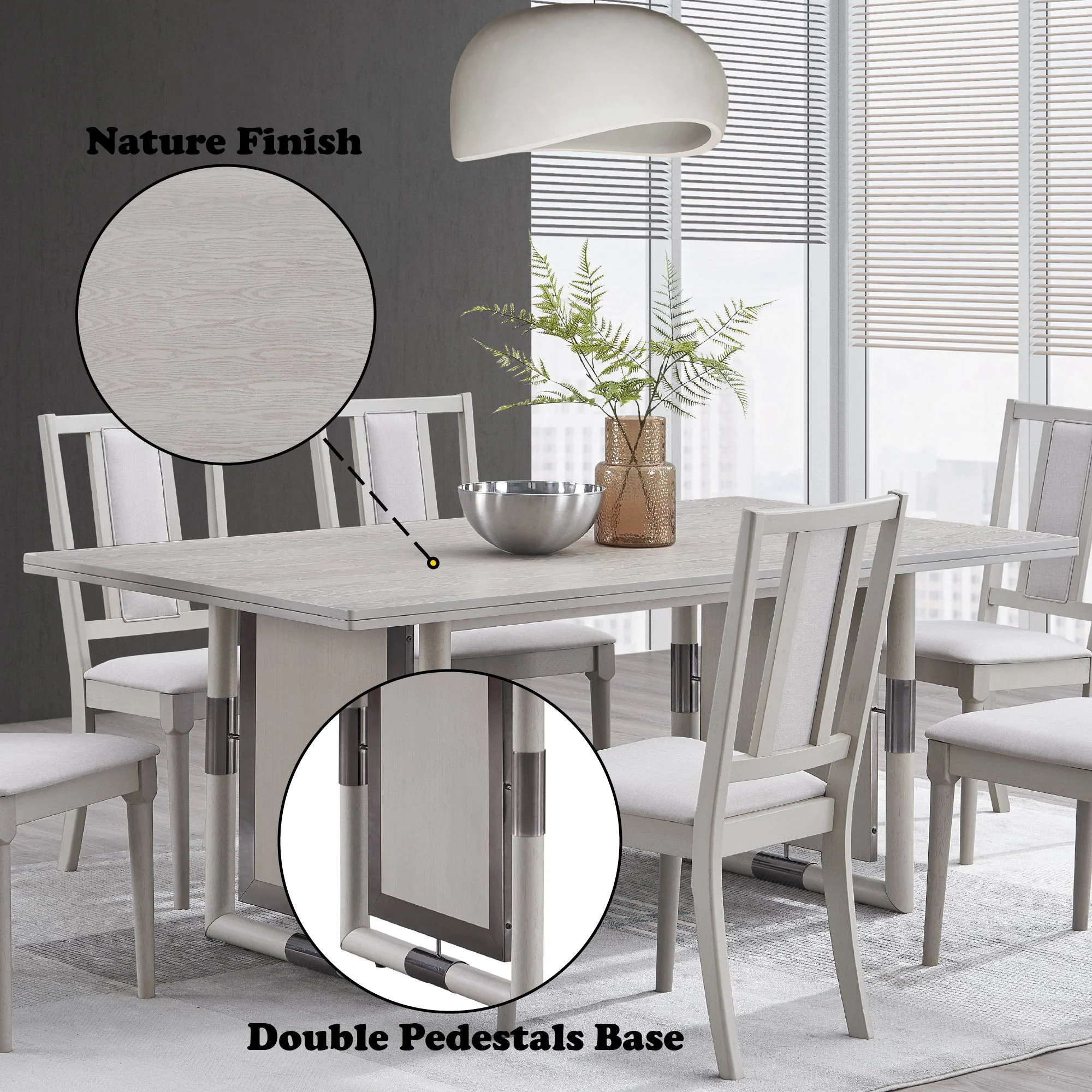 Marta - 7 Pieces Dining Room Set - Natural - Image 6