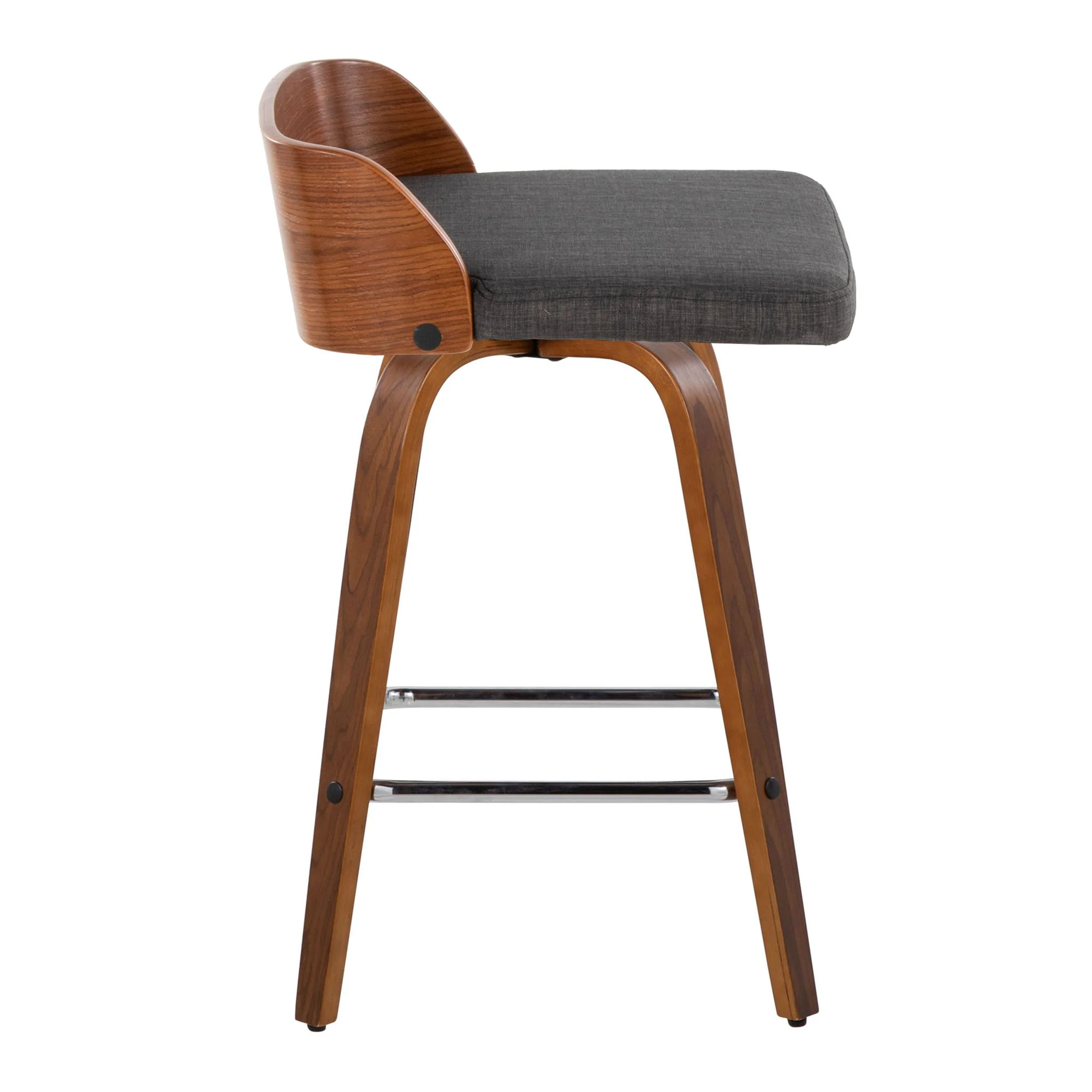 Maya - Mid Century Modern Fixed Height Counter Stool & Swivel With Square Footrest (Set of 2) - Image 5