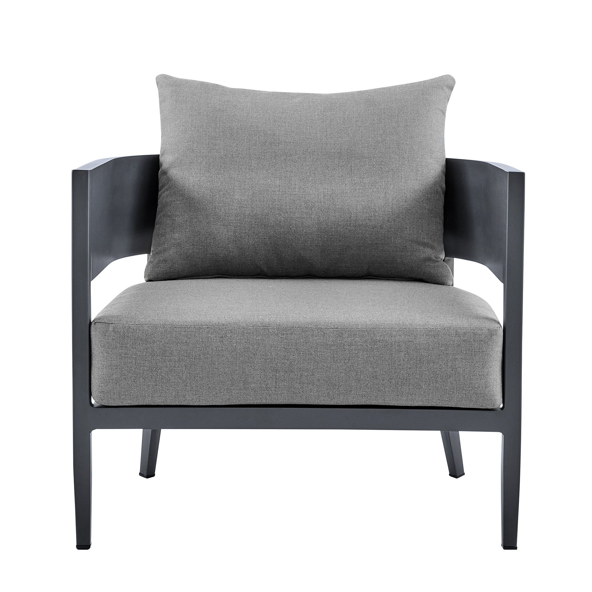 Argiope - 4 Piece Outdoor Aluminum & Fabric Outdoor Conversation Set - Dark Gray - Image 6