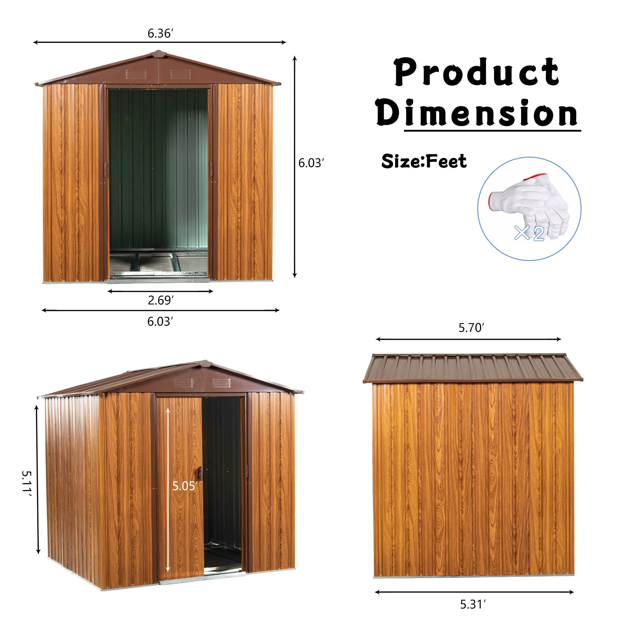 Metal Storage Shed Appealing Horizontal Siding In Woodgrain With Coffee Trim To Complement - Light Brown - Image 9