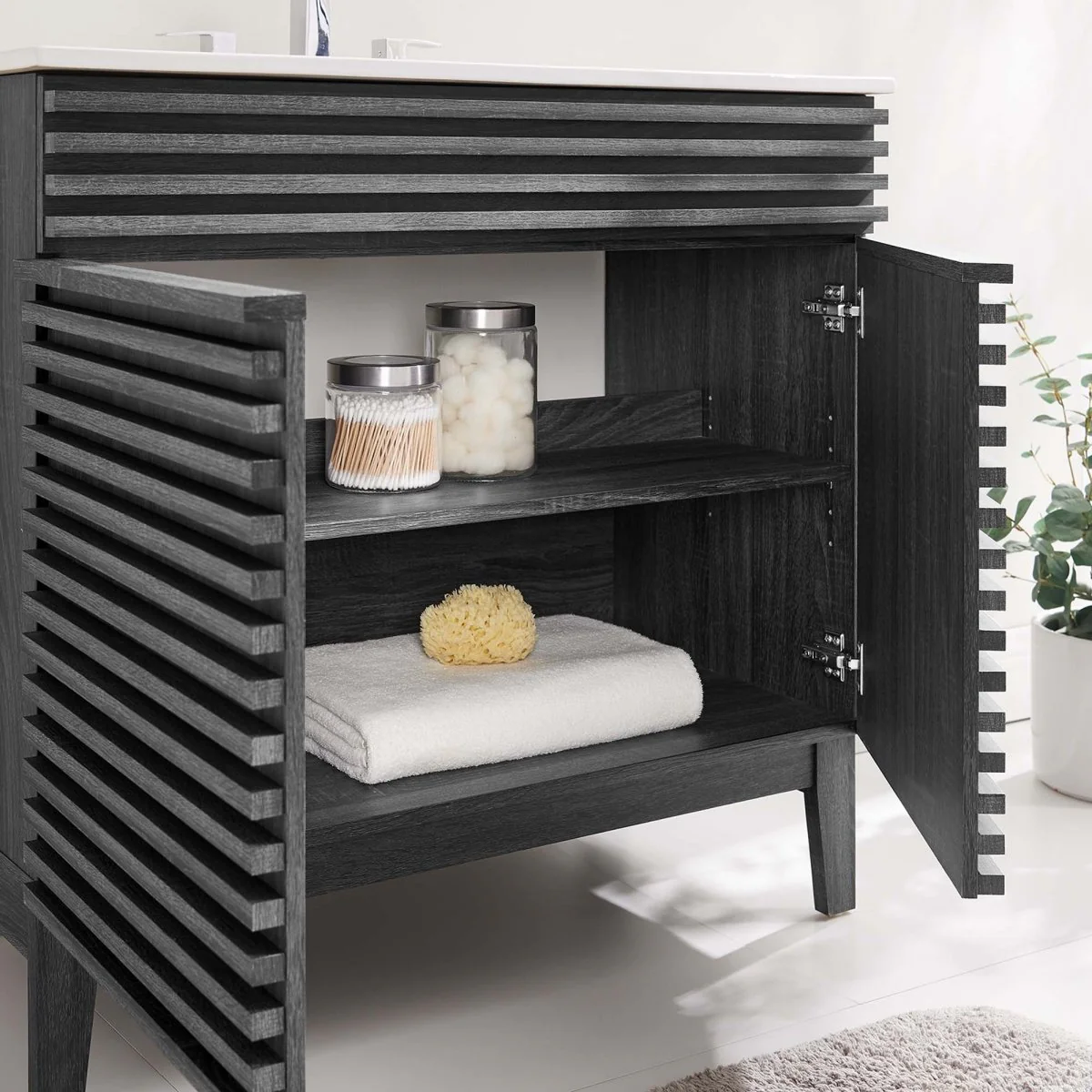 Mid-Century Bathroom Vanity with Basin and Sink — Modern Vanity Cabinet for Bathroom - Image 31
