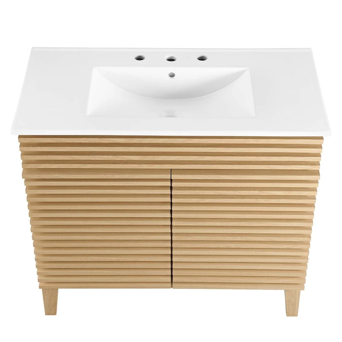 Mid-Century Bathroom Vanity with Basin and Sink — Modern Vanity Cabinet for Bathroom - Image 62