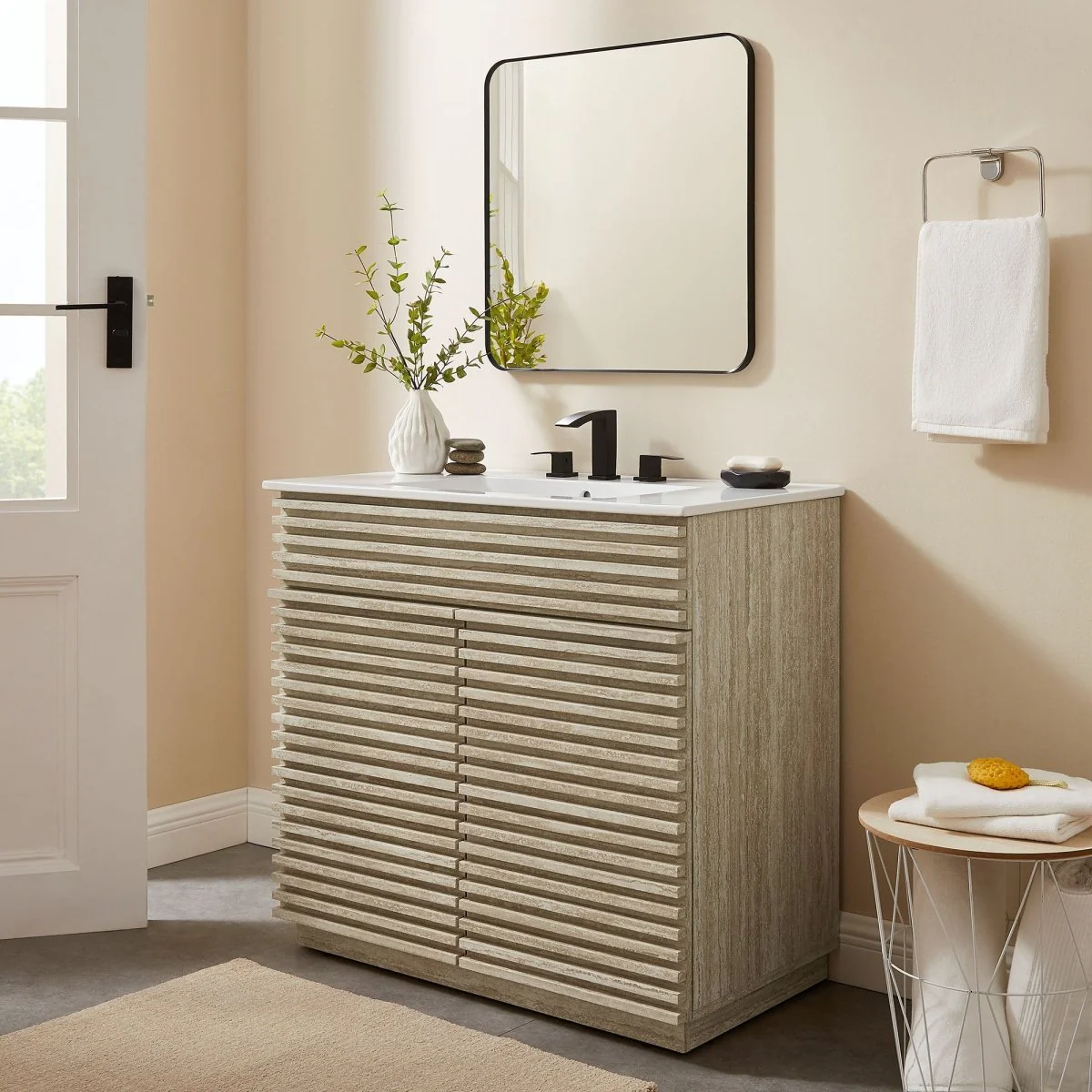 Mid-Century Bathroom Vanity with Basin and Sink — Modern Vanity Cabinet for Bathroom - Image 78