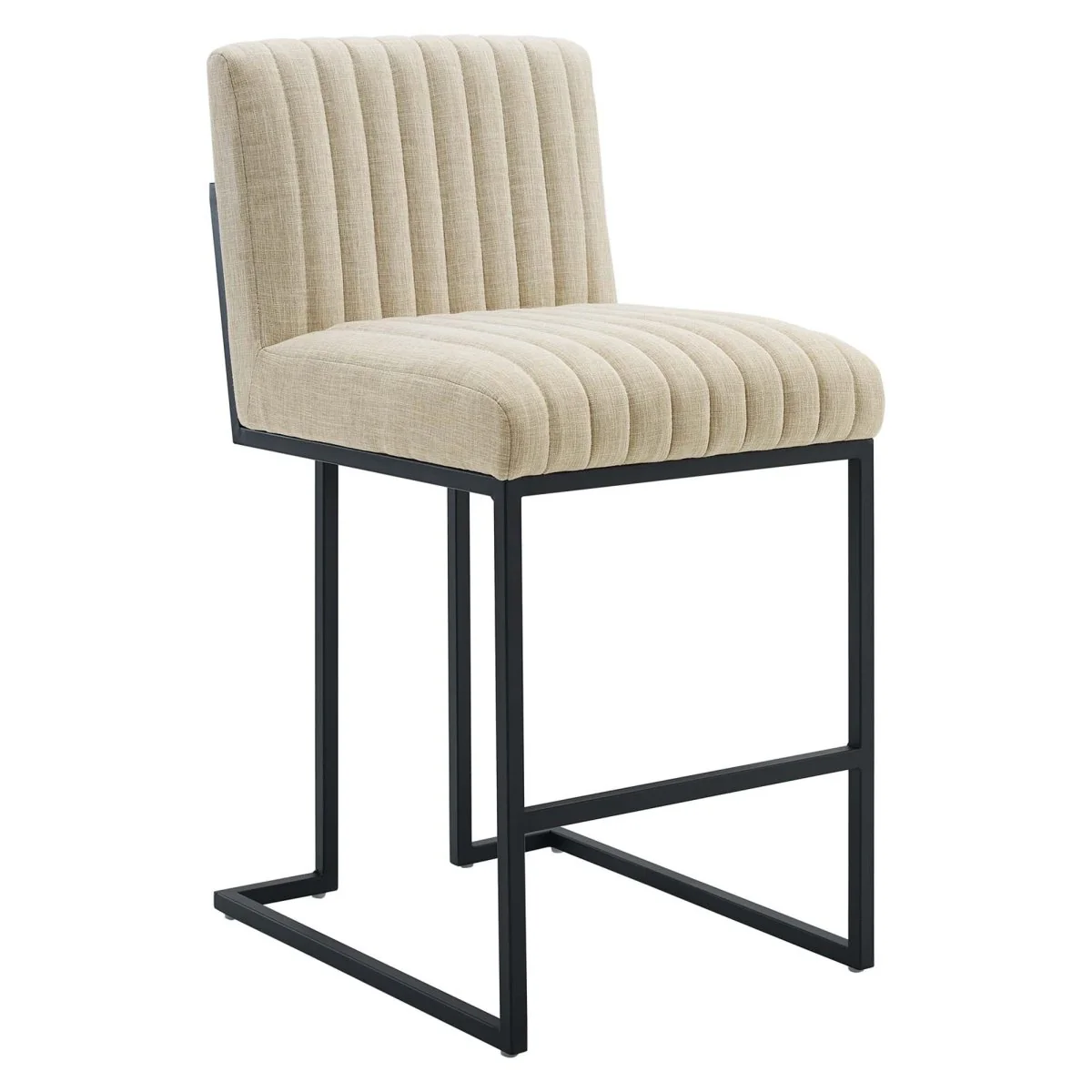 Mid-Century Channel Tufted Fabric Counter Stool Set of 2 – 38 Inch - Image 2