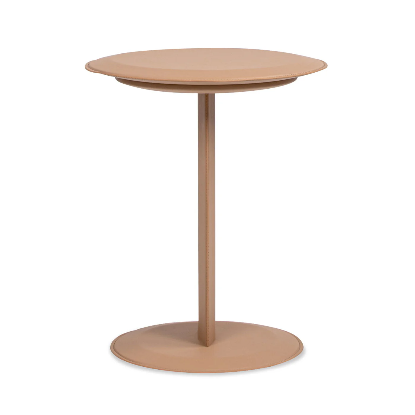 Mode - Leatherette Round C-Shaped Sofa Side Table - Saddle Brown - Image 3