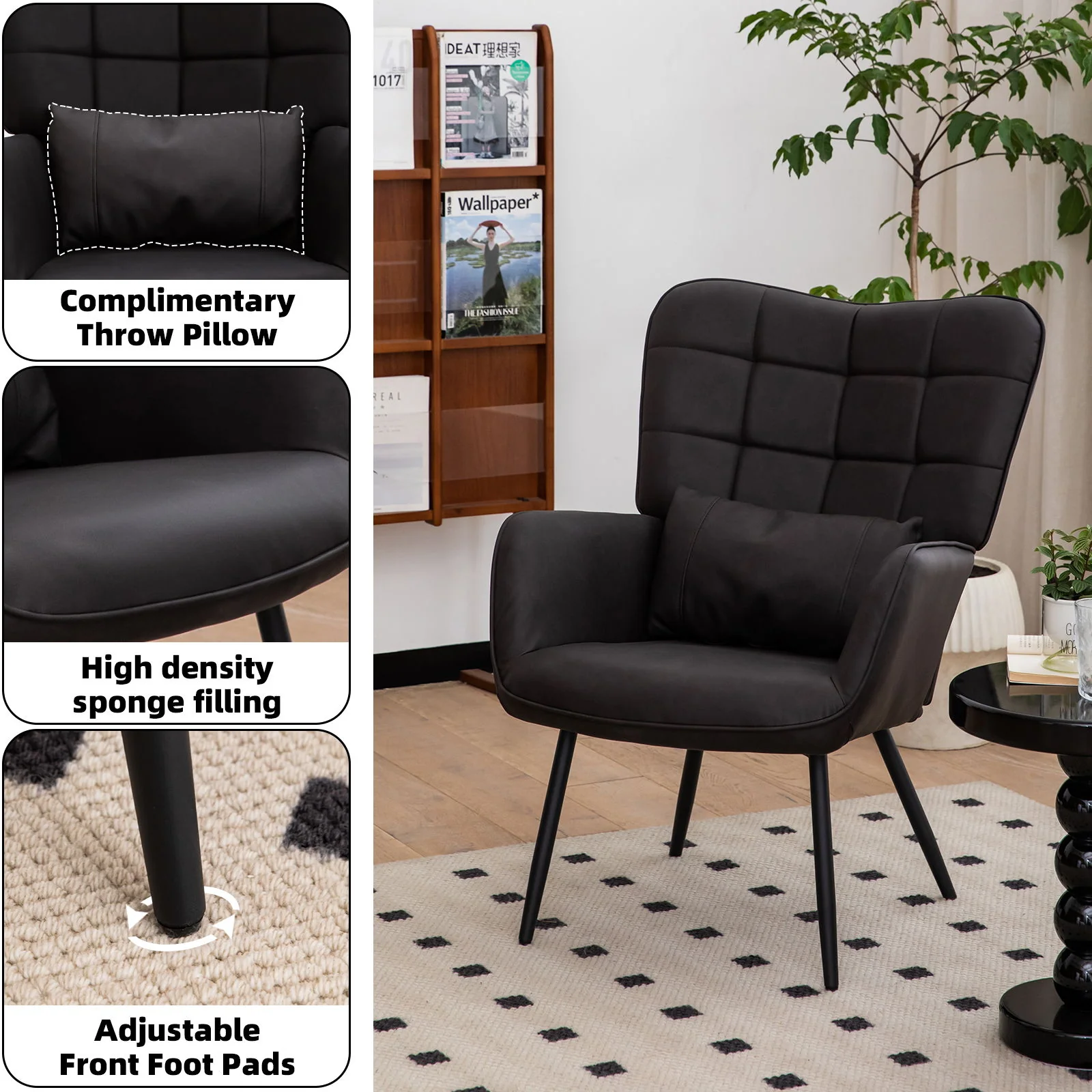 Modern Accent Arm Chair High Back With Metal Legs And Soft Padded - Image 3