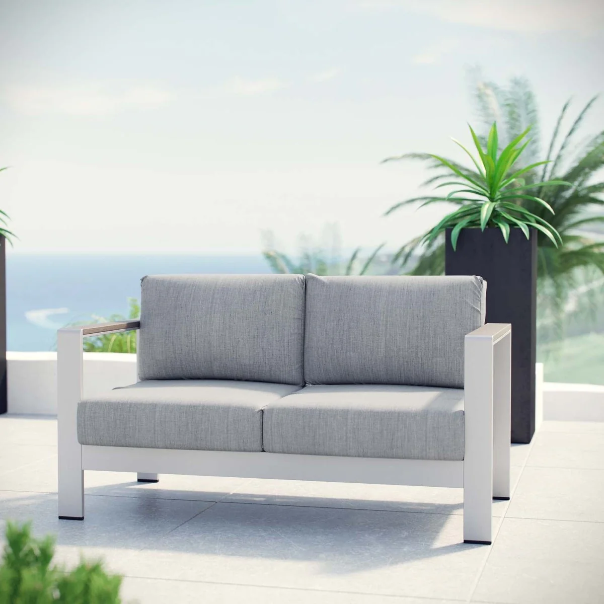 Modern Aluminum Outdoor Loveseat – Durable Weather-Resistant Patio Seating for Two - Image 4