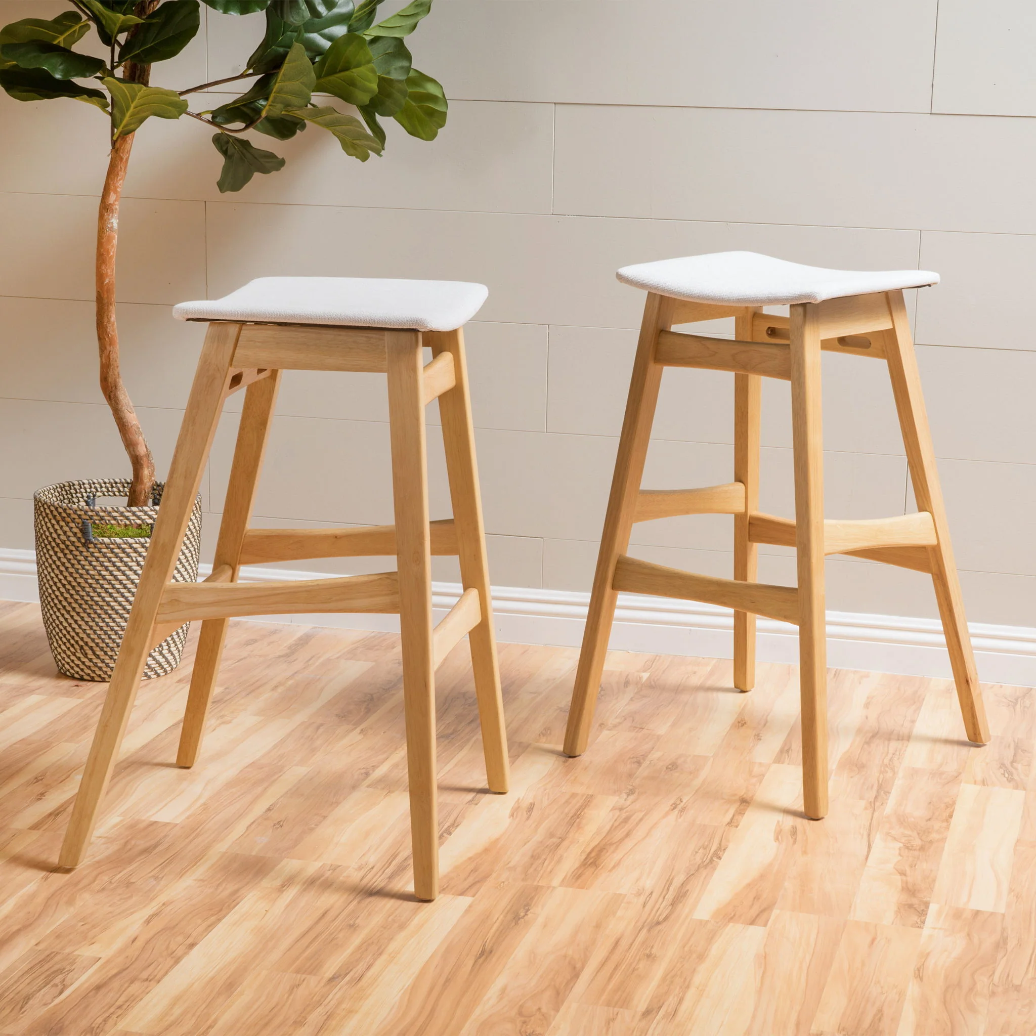 Modern Bar Stool Set With Upholstered Seating - Image 5