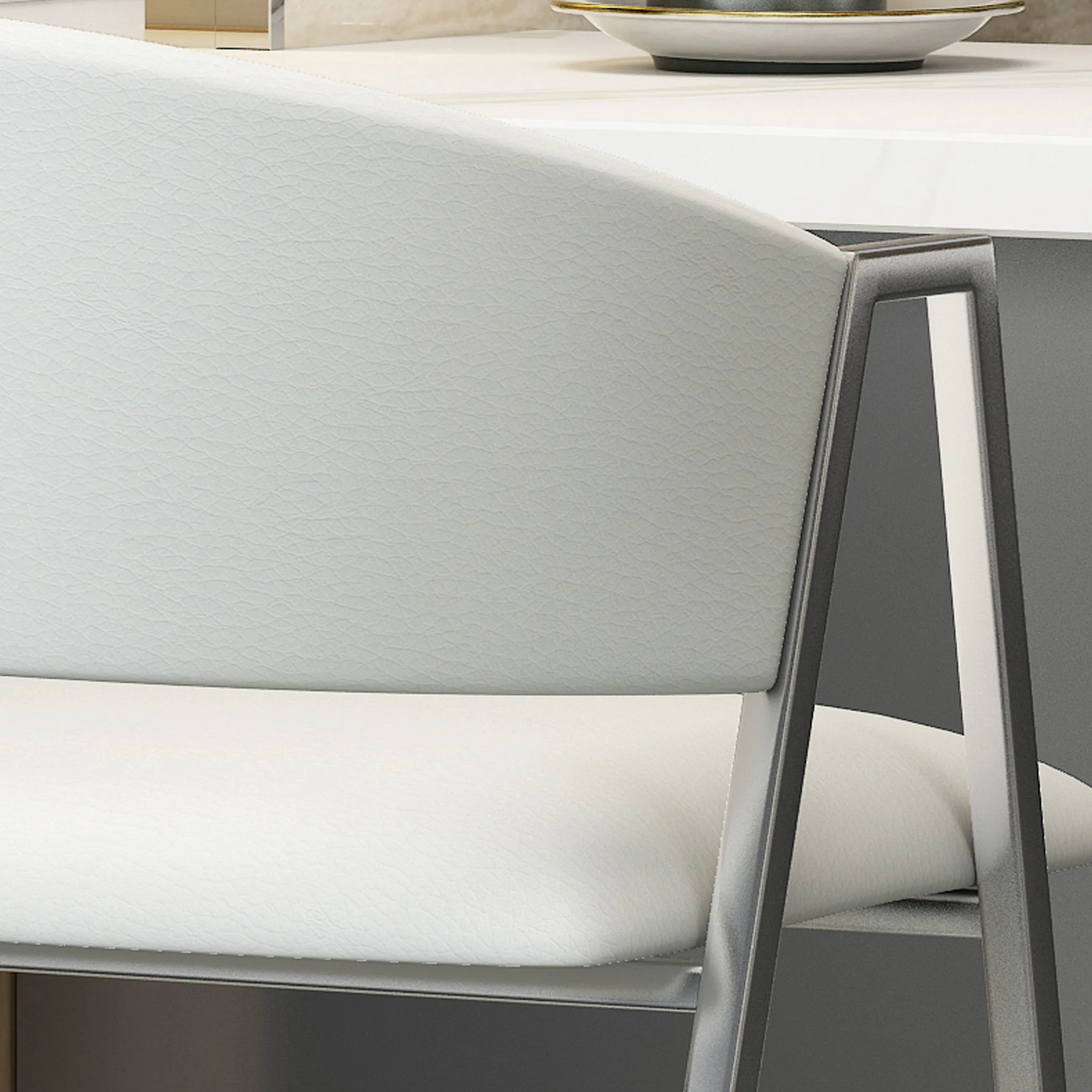 Modern Bar Stools With Low Back And Arms And Durable Metal Frame (Set of 2) - Ivory - Image 3