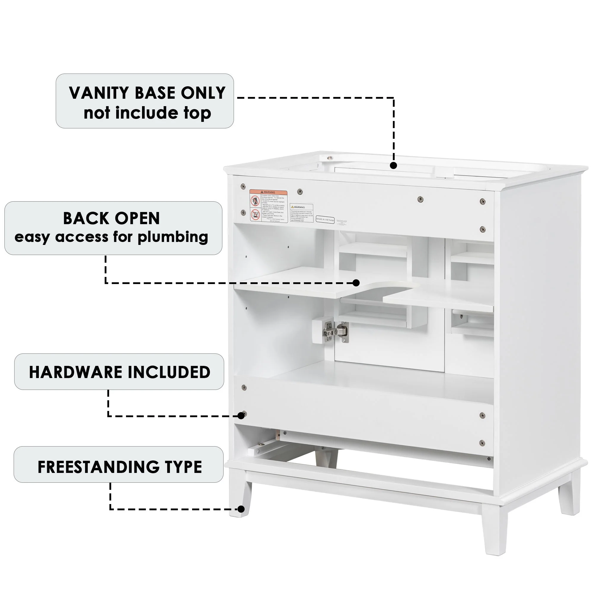 Modern Bathroom Vanity Base Only With Doors And Drawer - Image 12