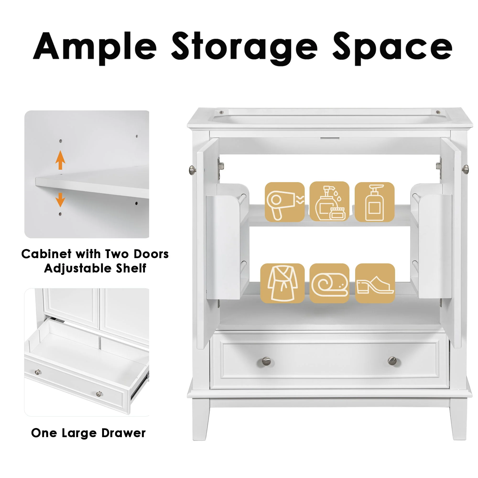 Modern Bathroom Vanity Base Only With Doors And Drawer - Image 6
