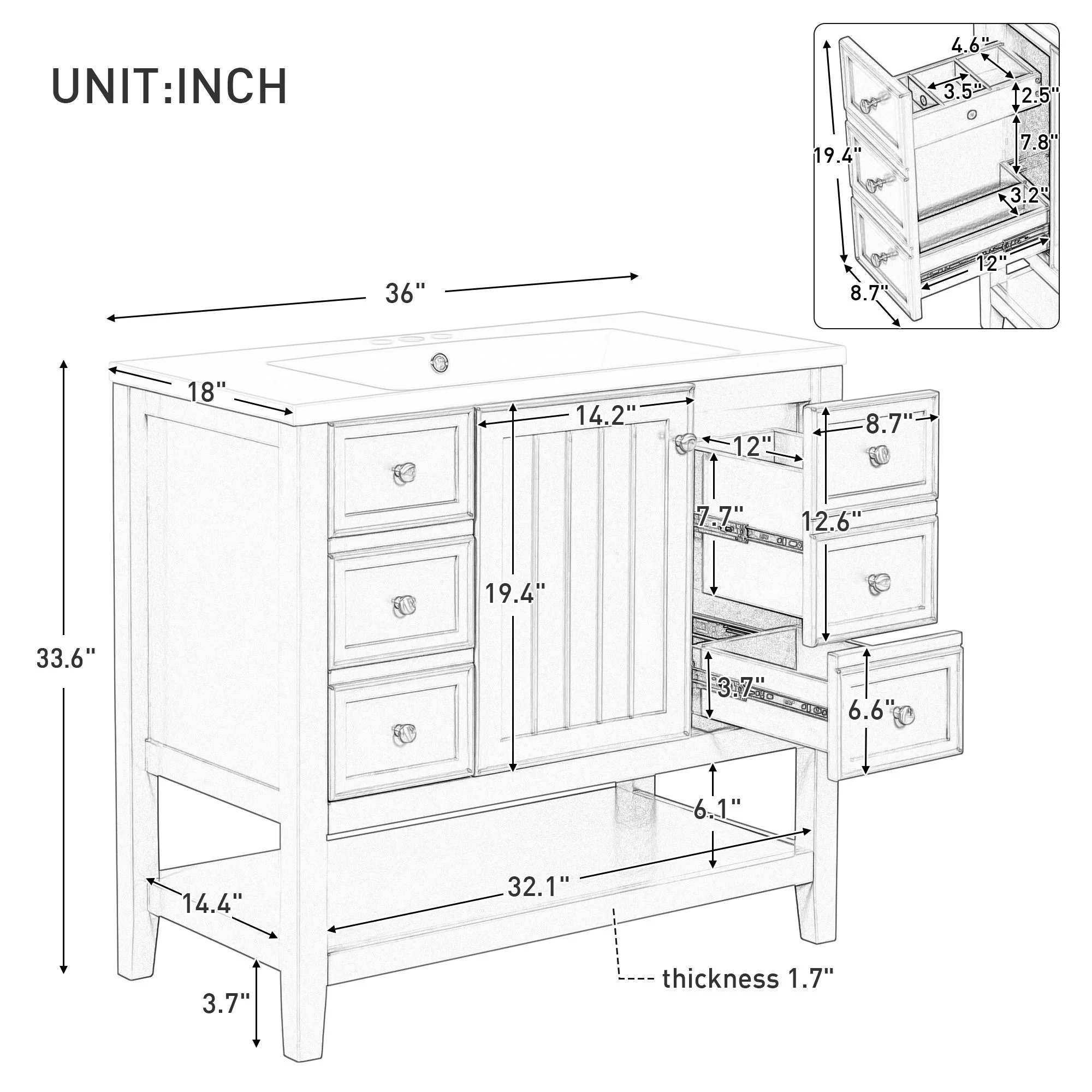 Modern Bathroom Vanity With Sink - Image 25