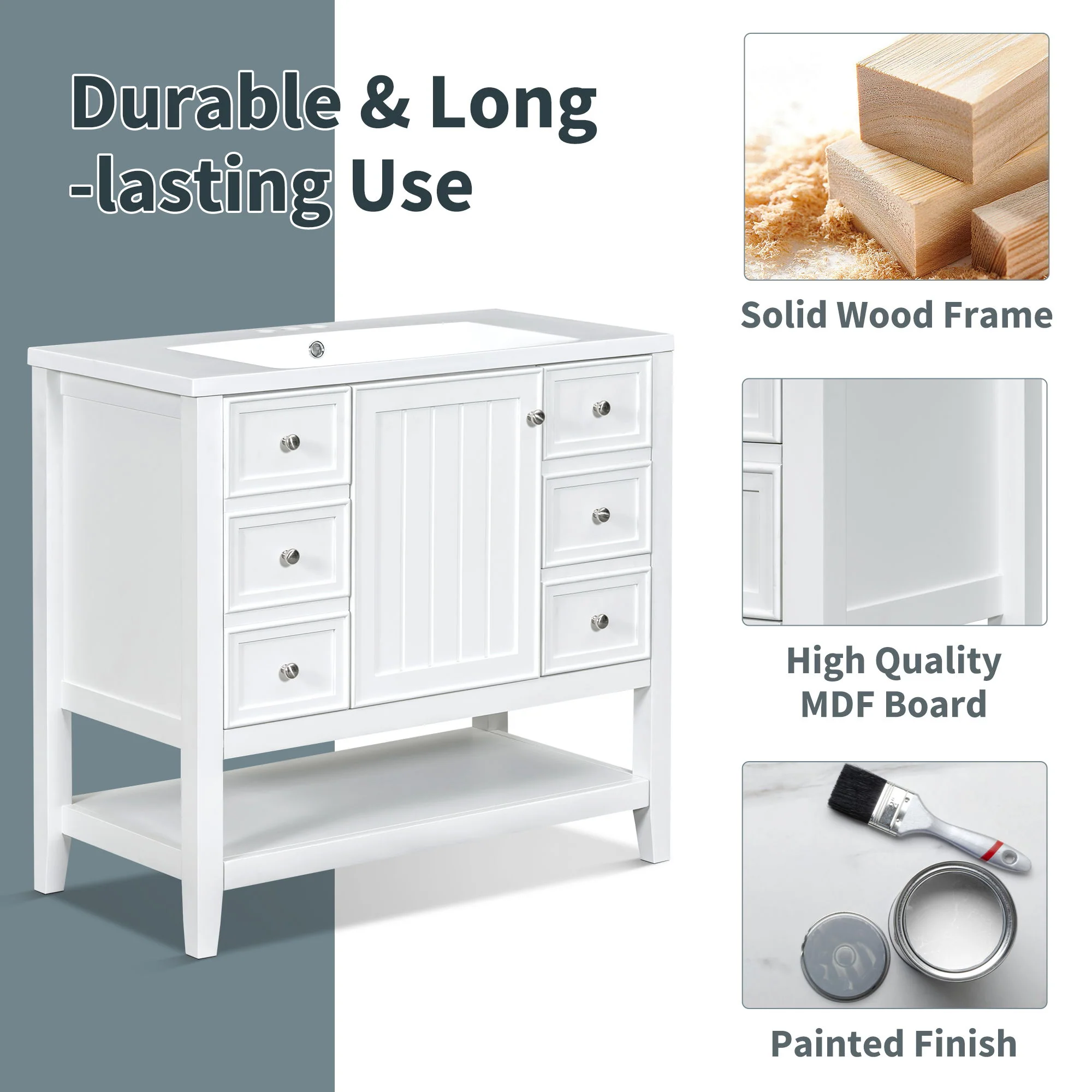 Modern Bathroom Vanity With Sink - Image 31