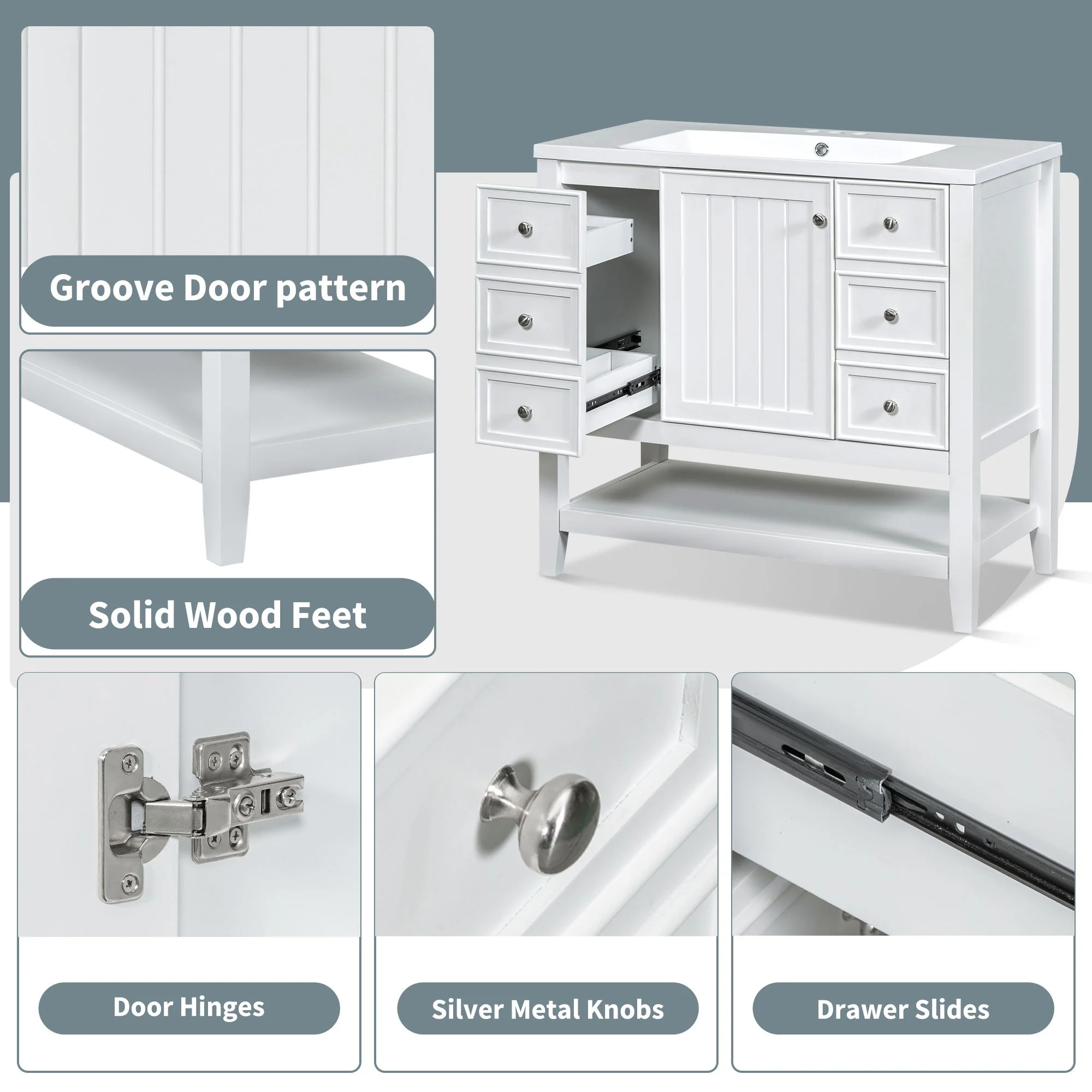 Modern Bathroom Vanity With Sink - Image 34