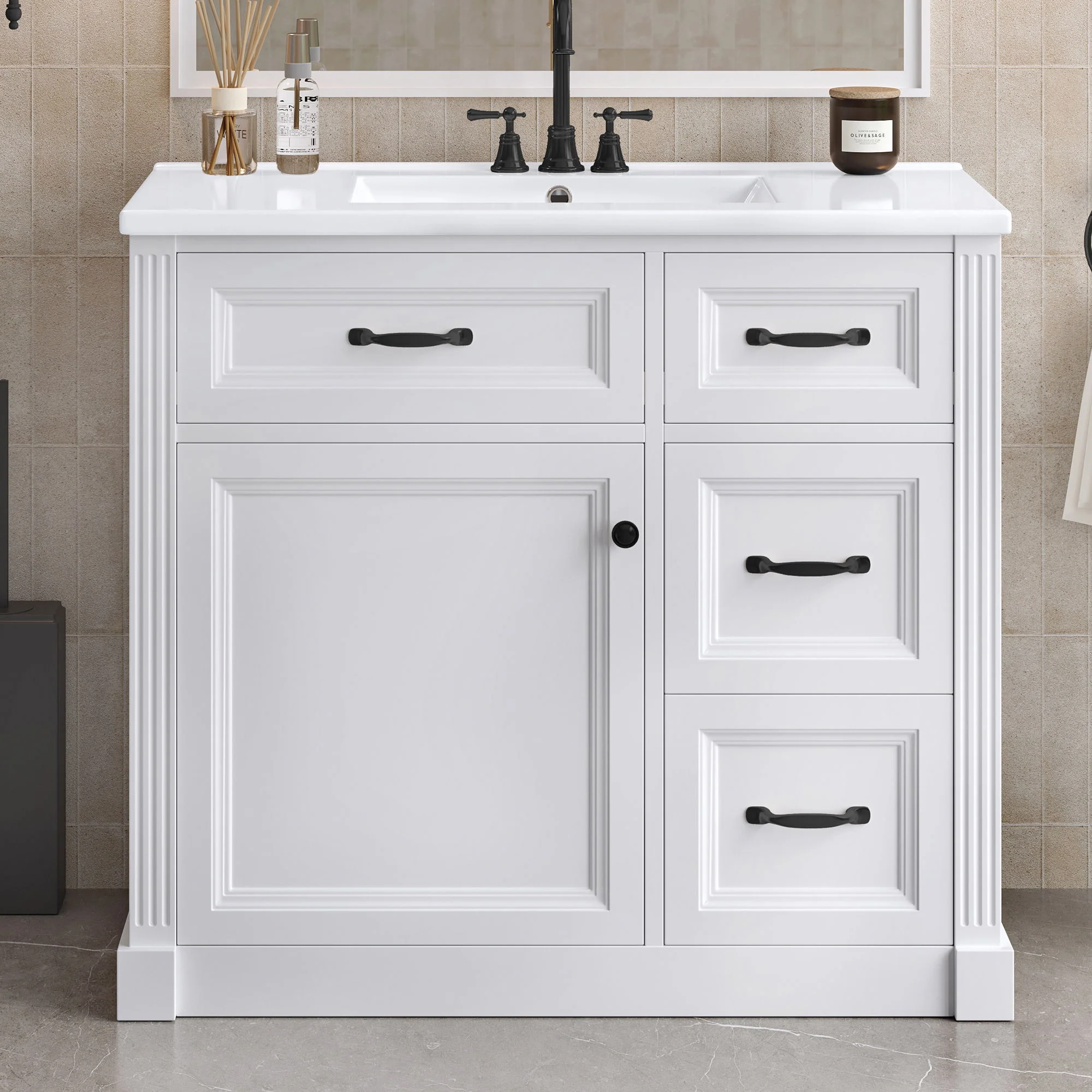 Modern Bathroom Vanity With Sink, 4 Drawers, Soft-Close Door, Adjustable Shelf - Image 23