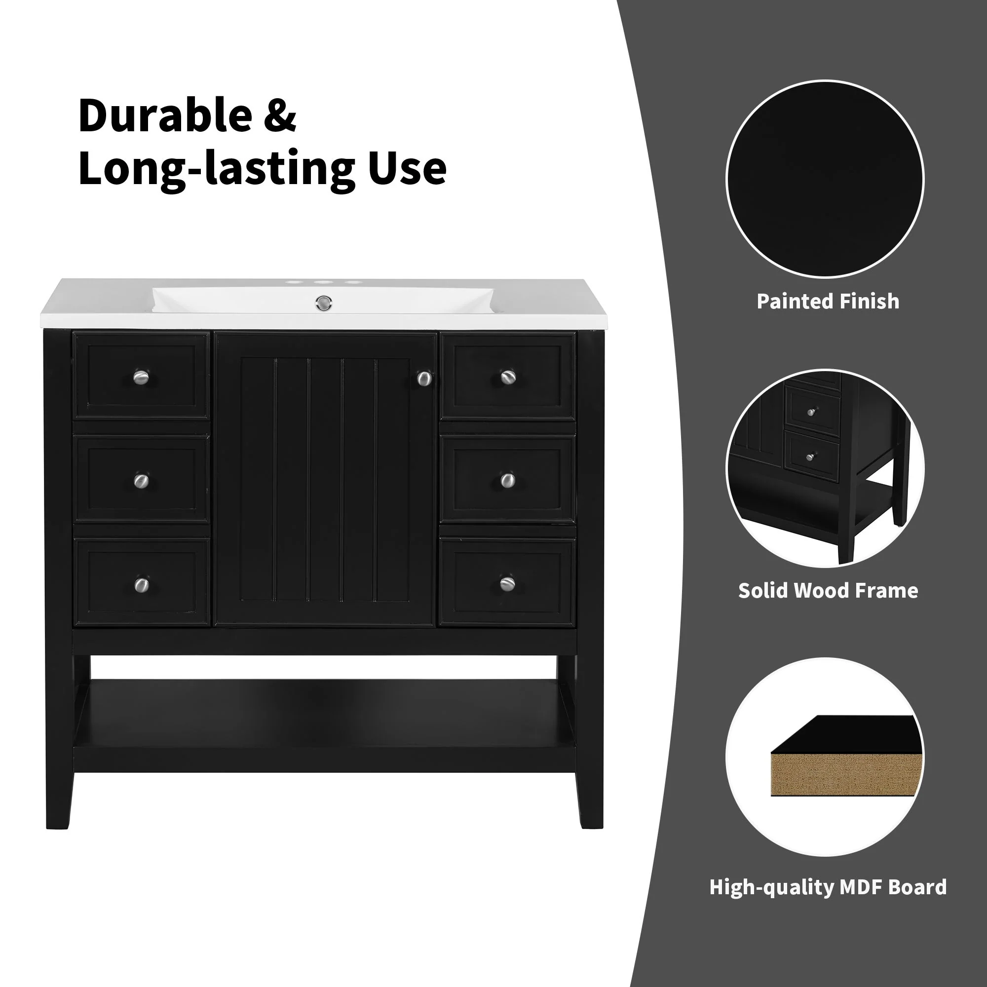 Modern Bathroom Vanity With Sink - Image 9