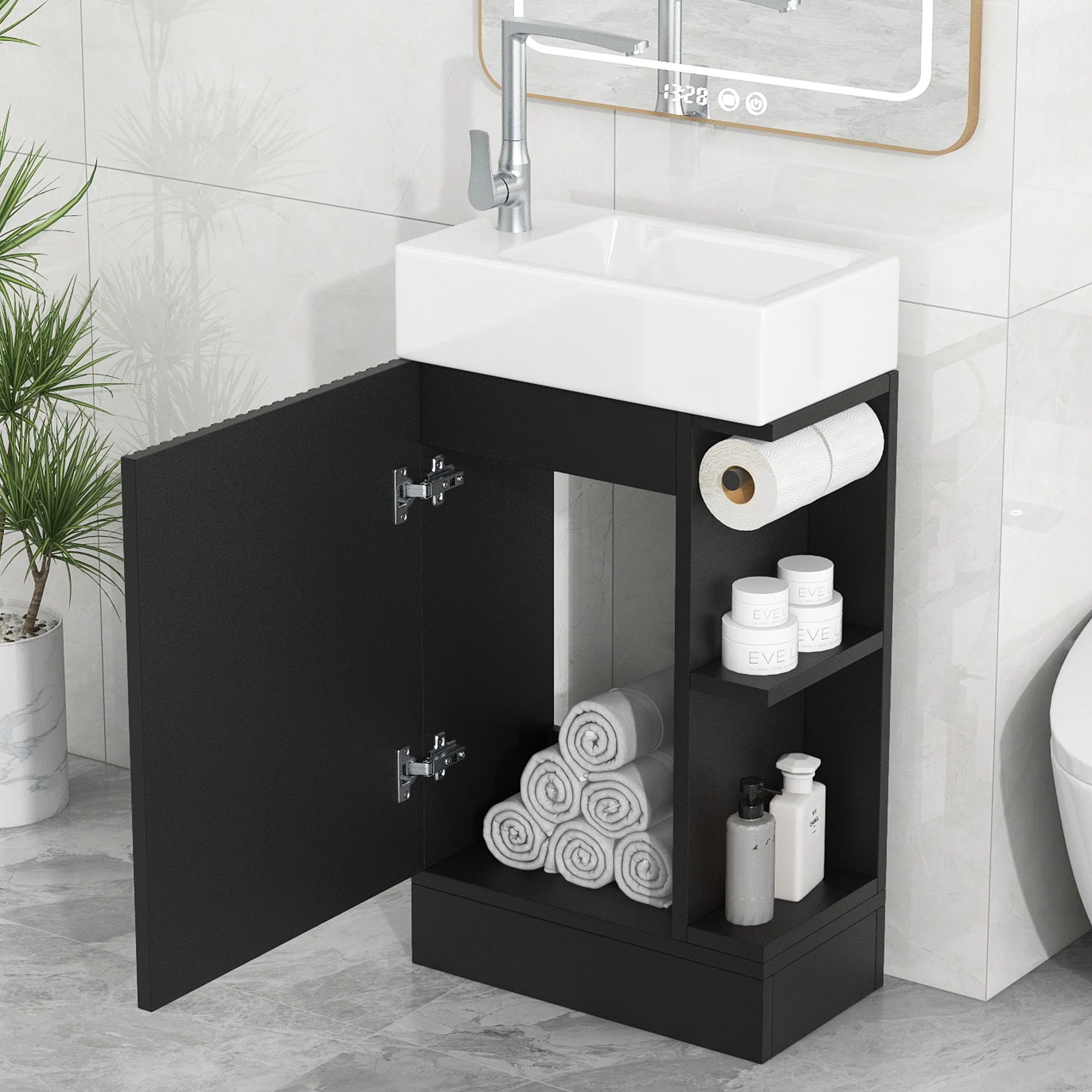 Modern Bathroom Vanity With Sink And 2 Tier Shelf - Image 19