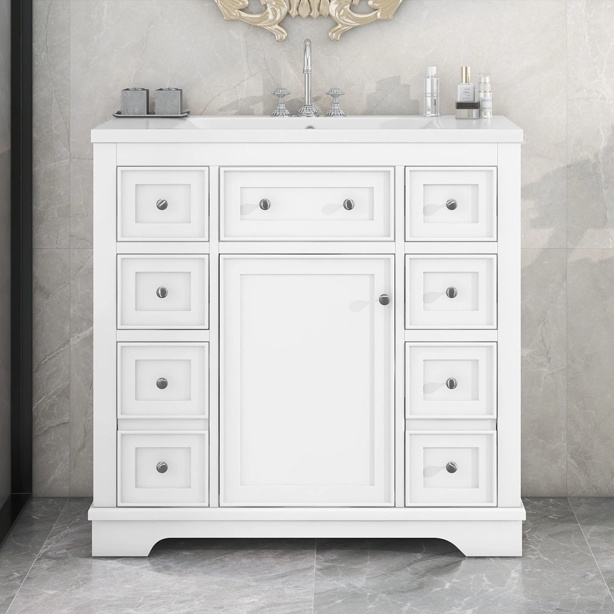 Modern Bathroom Vanity With Sink Combo, 6 Drawers And 1 Cabinet - Image 10