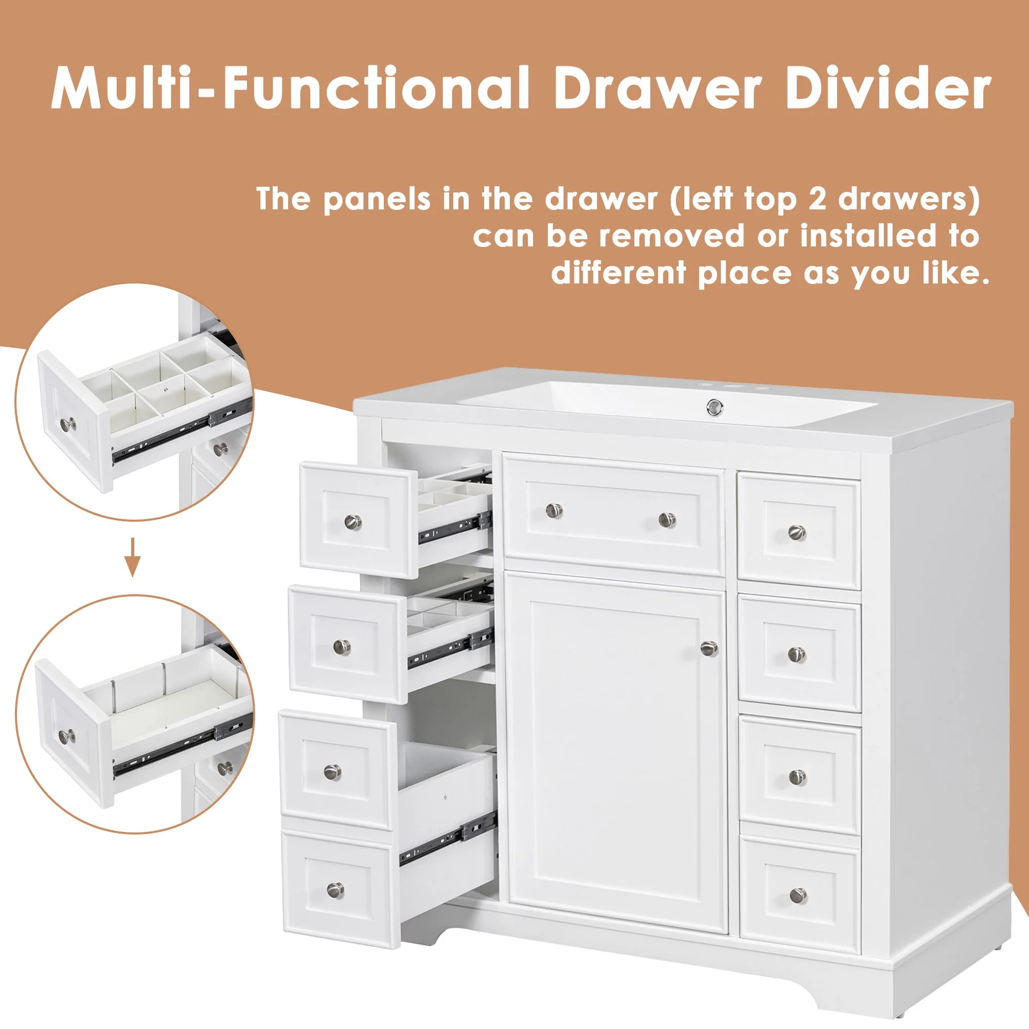 Modern Bathroom Vanity With Sink Combo, 6 Drawers And 1 Cabinet - Image 3