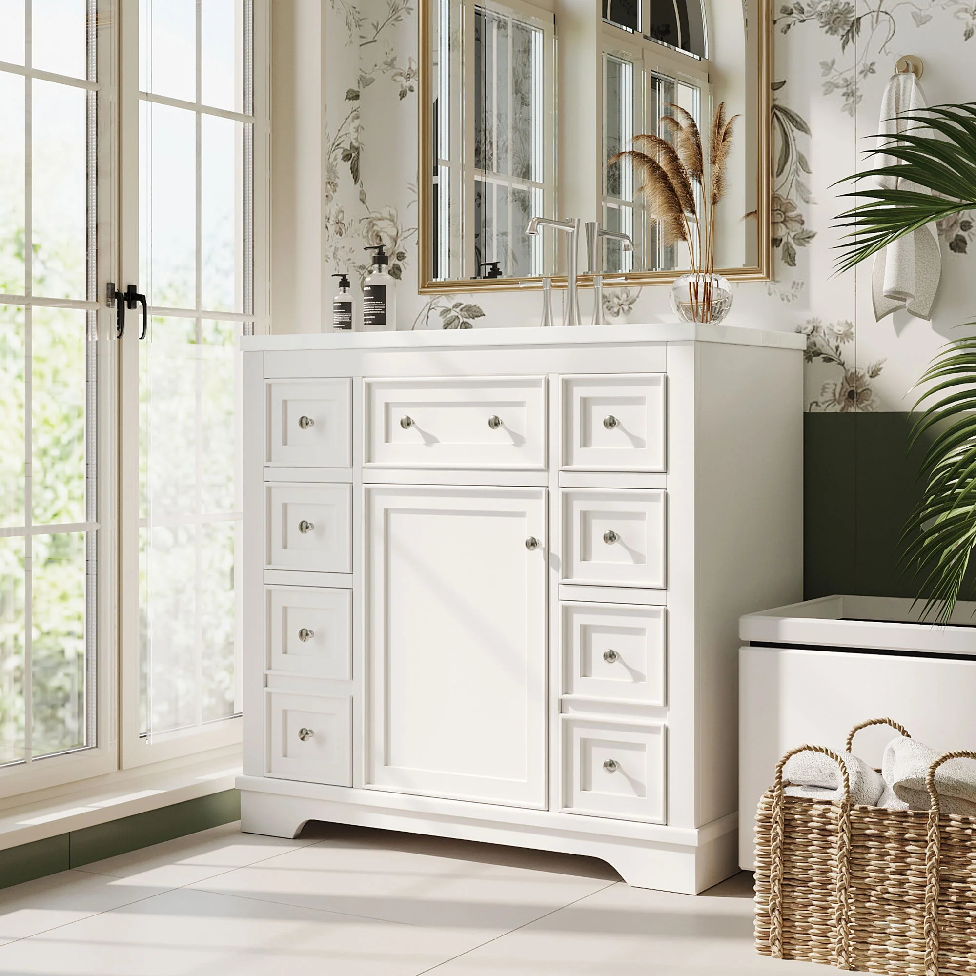 Modern Bathroom Vanity With Sink Combo, 6 Drawers And 1 Cabinet - Image 4
