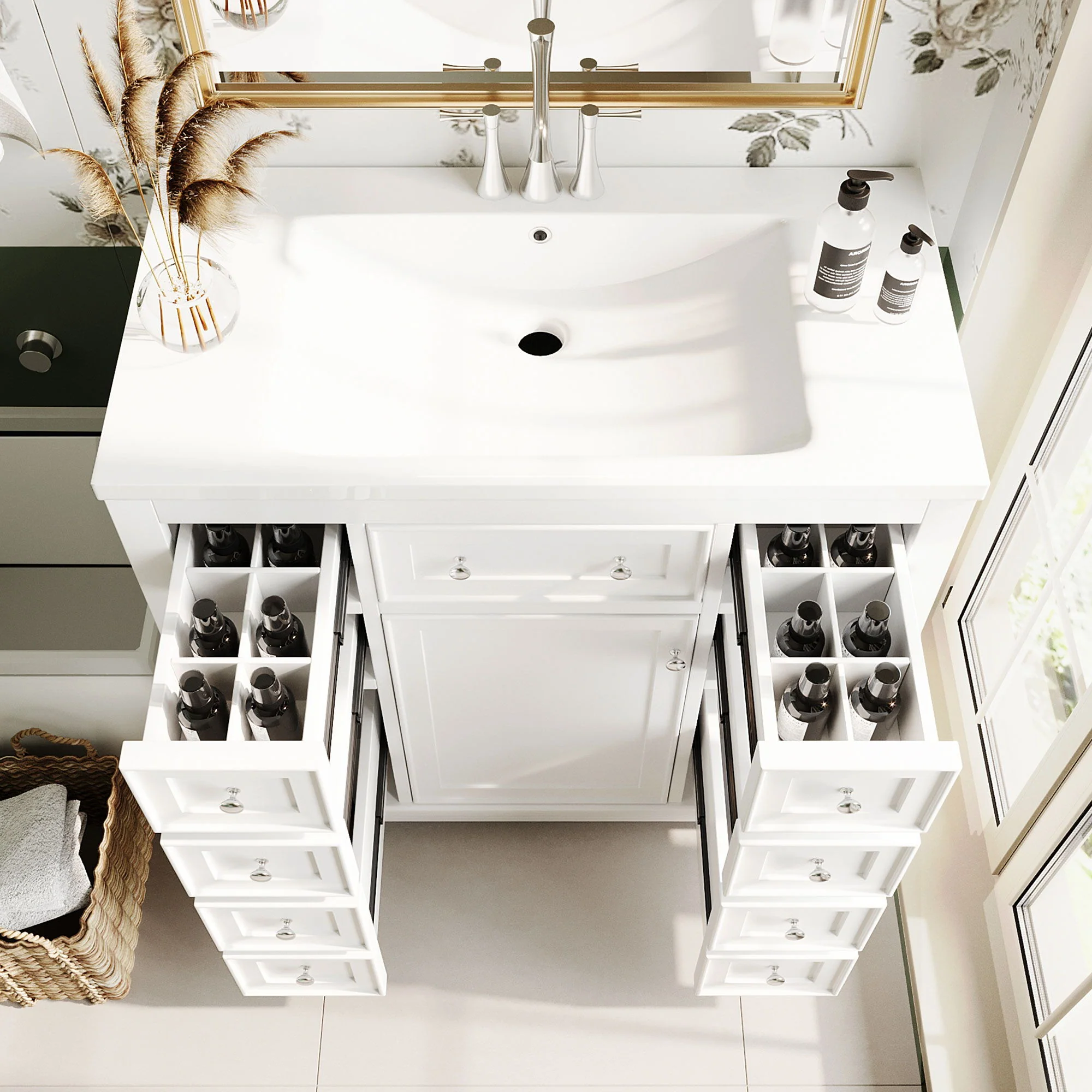 Modern Bathroom Vanity With Sink Combo, 6 Drawers And 1 Cabinet - Image 9