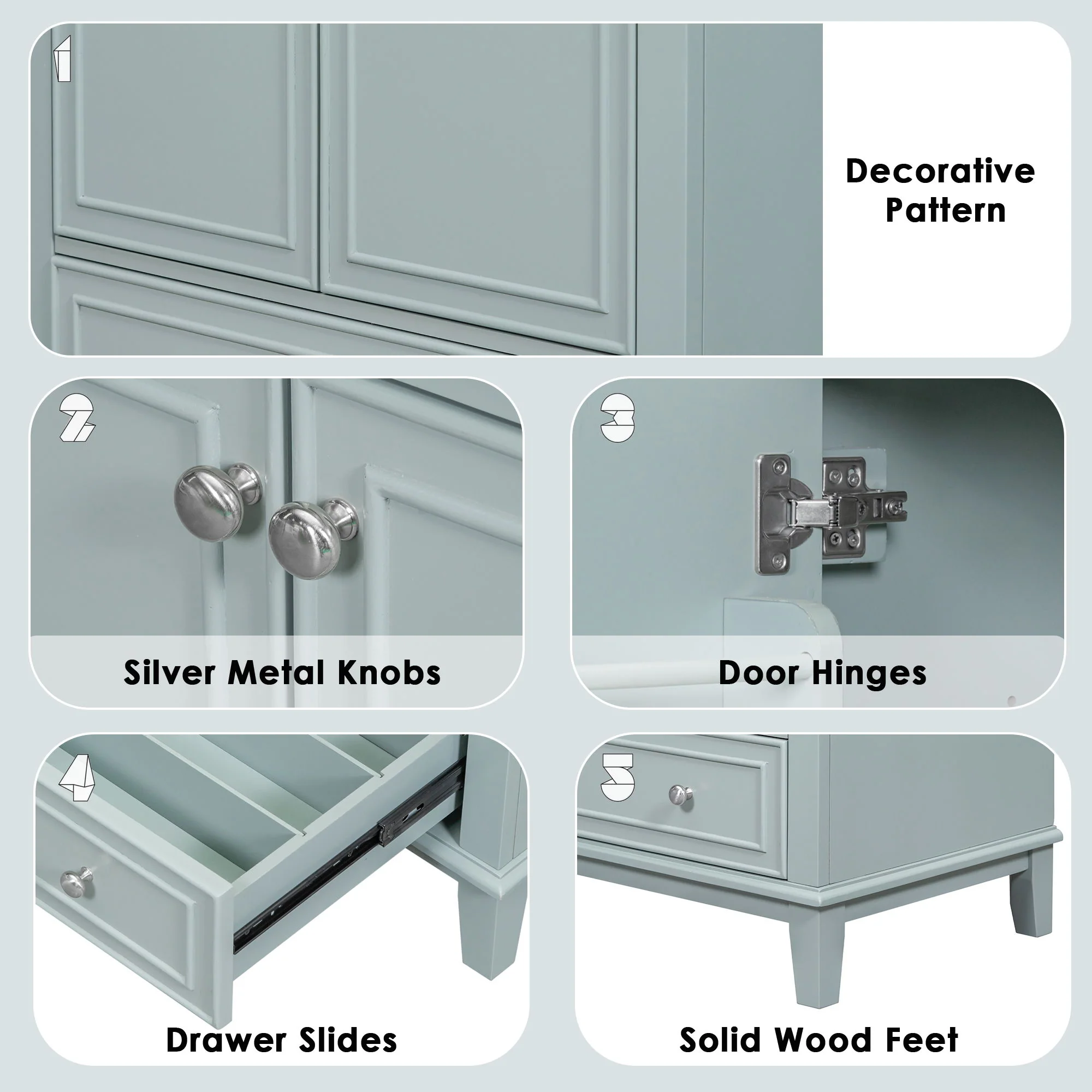 Modern Bathroom Vanity With Sink Combo, Multi Functional Cabinet With Doors And Drawer - Image 11