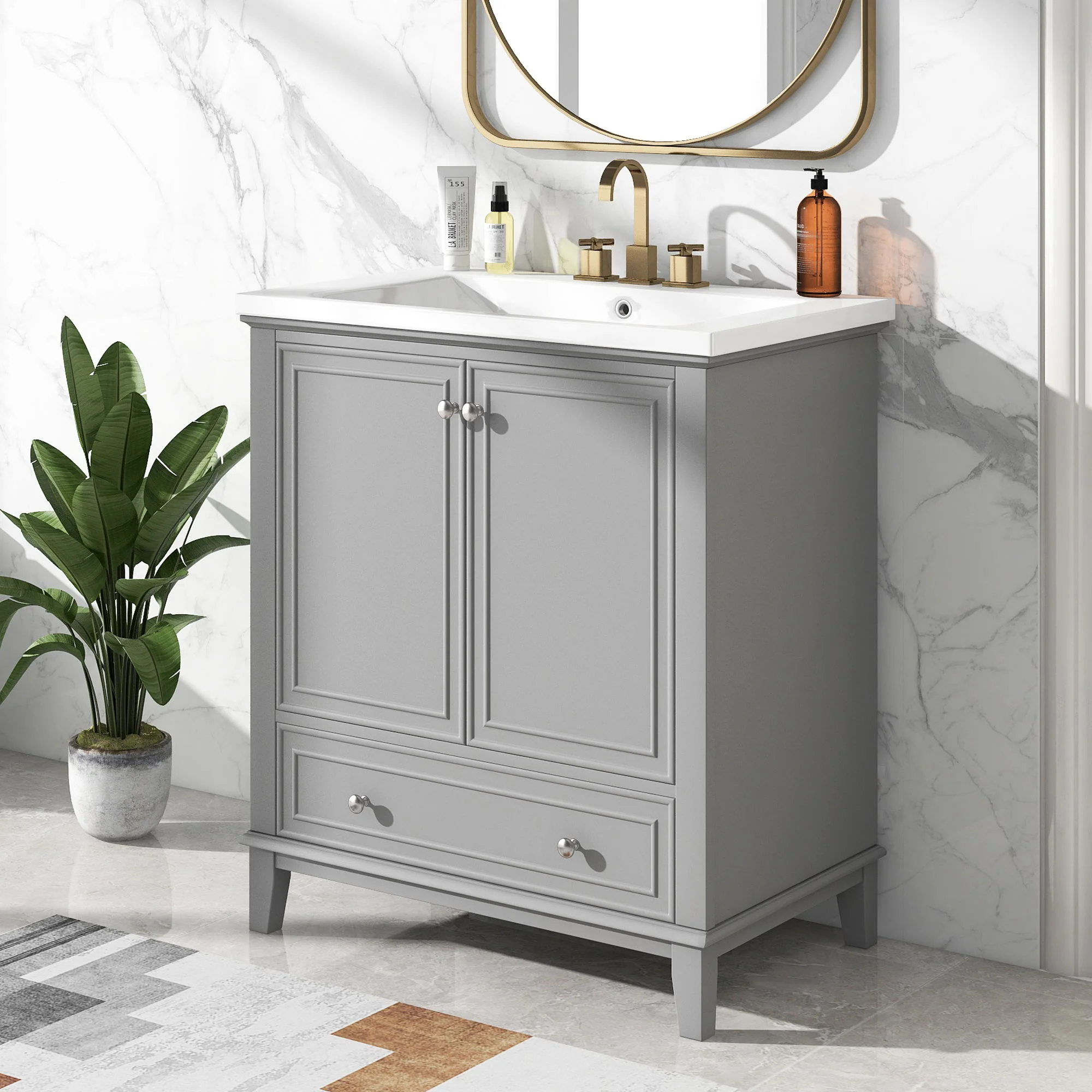 Modern Bathroom Vanity With Sink Combo, Multi Functional Cabinet With Doors And Drawer - Image 26