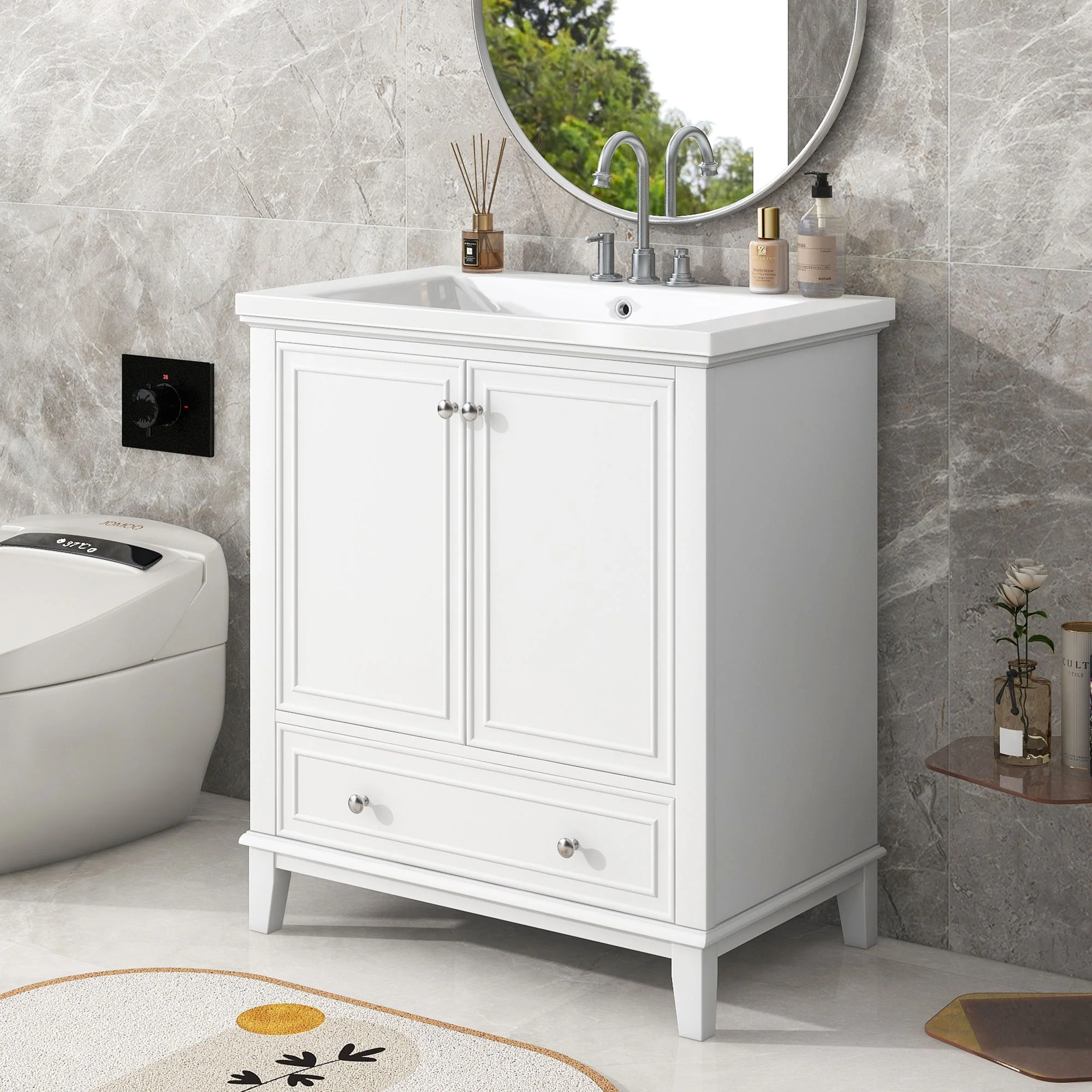 Modern Bathroom Vanity With Sink Combo, Multi Functional Cabinet With Doors And Drawer - Image 9