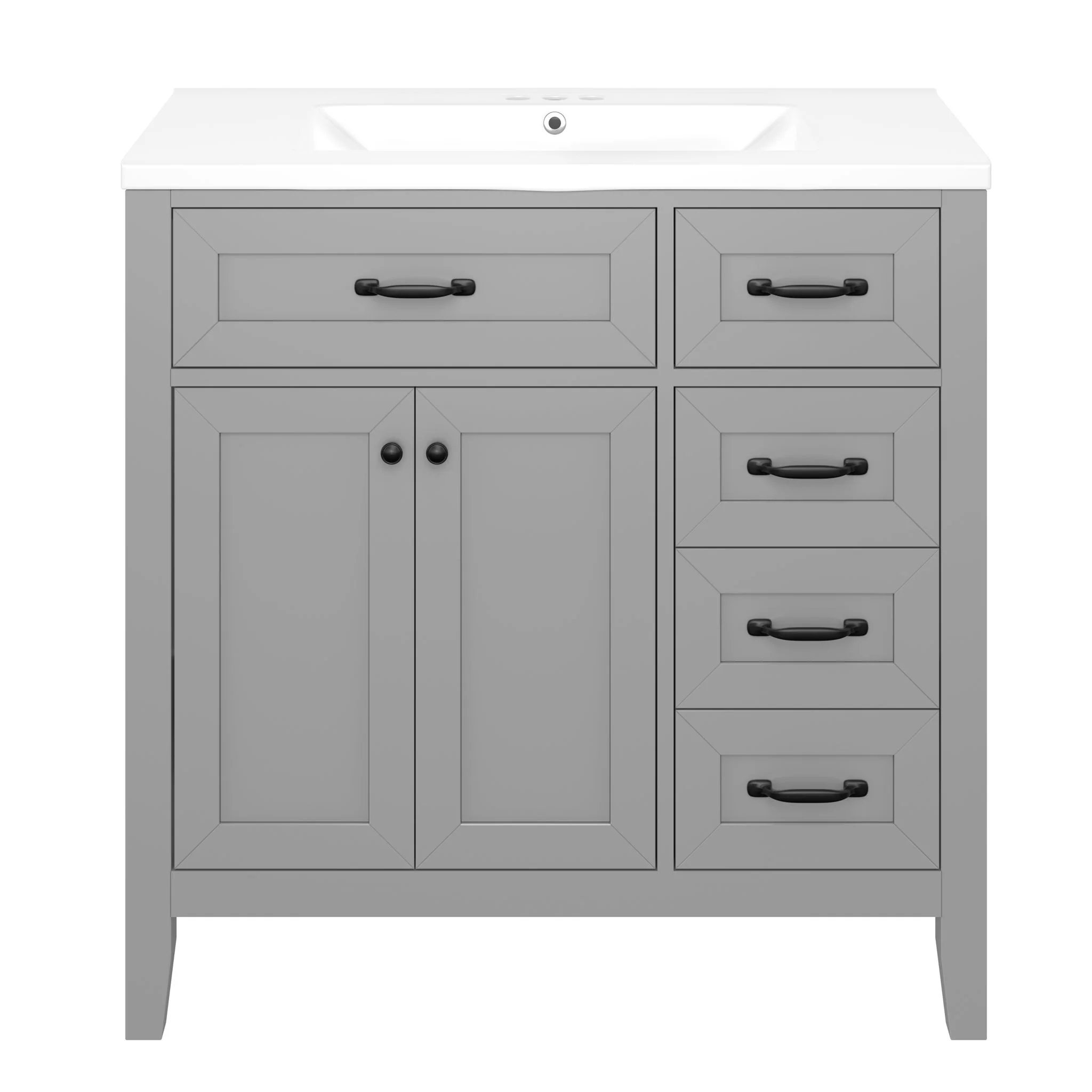 Modern Bathroom Vanity With Sink, Freestanding Design With Drawers And Doors - Image 12
