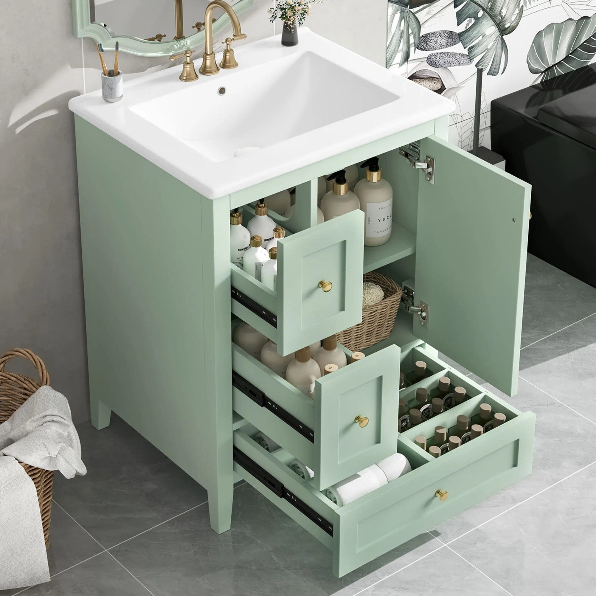 Modern Bathroom Vanity With Storage, Adjustable Shelf - Image 10