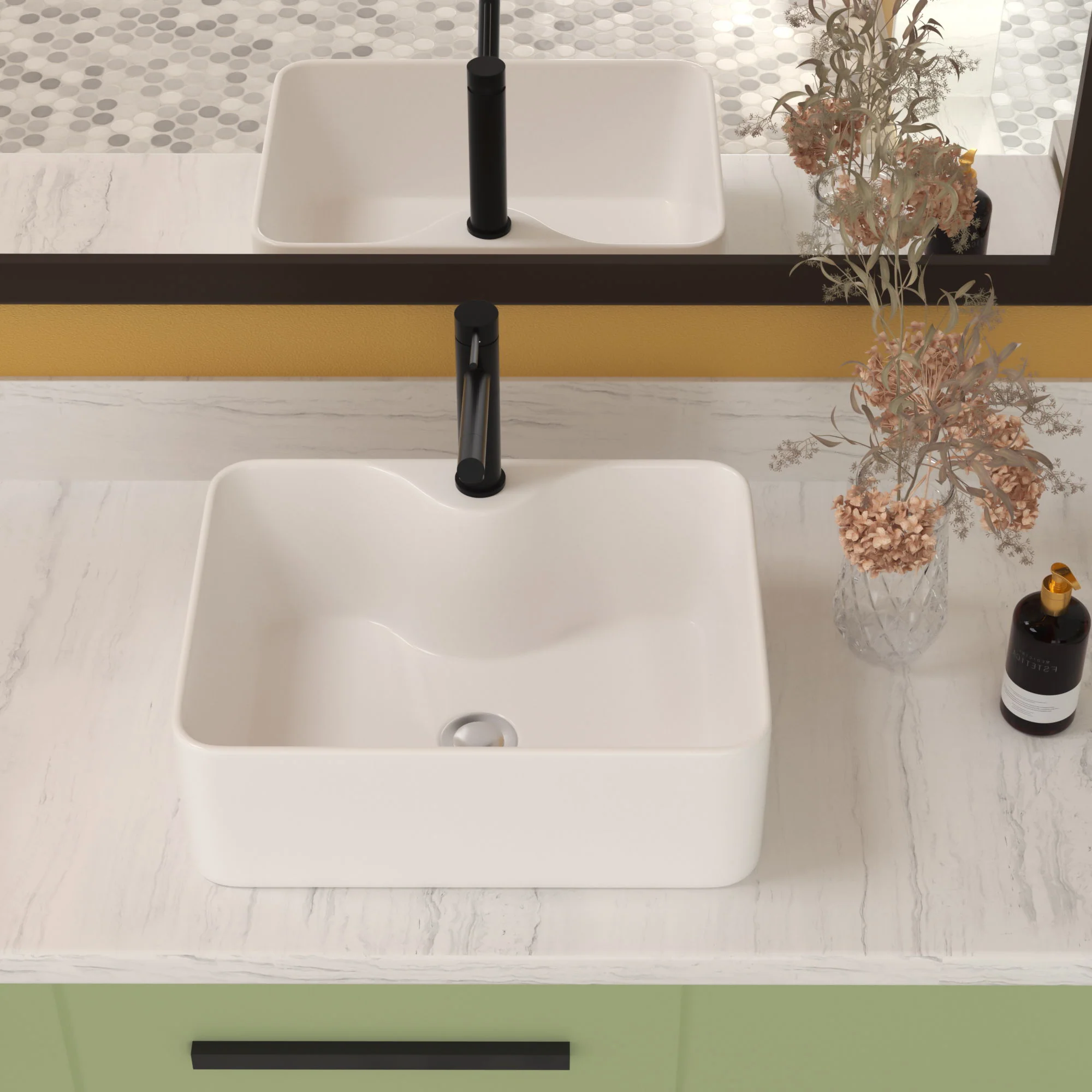 Modern Ceramic Rectangular Vessel Bathroom Sink With Sleek Design - Image 3