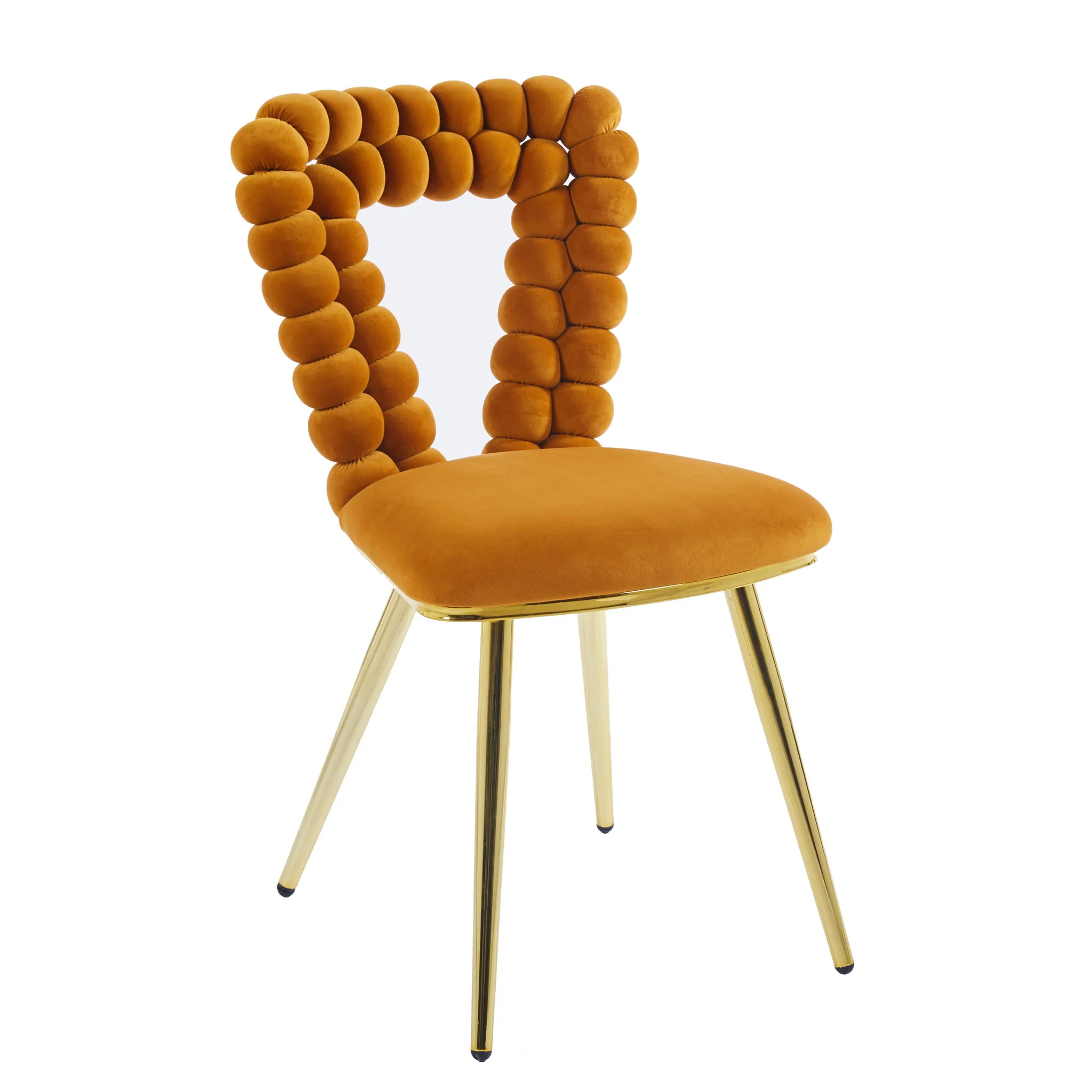 Modern Chair With Iron Tube Legs, Soft Cushions And Comfortable Backrest, Suitable For Dining Room, Living Room, Cafe, Hairball Back - Image 2