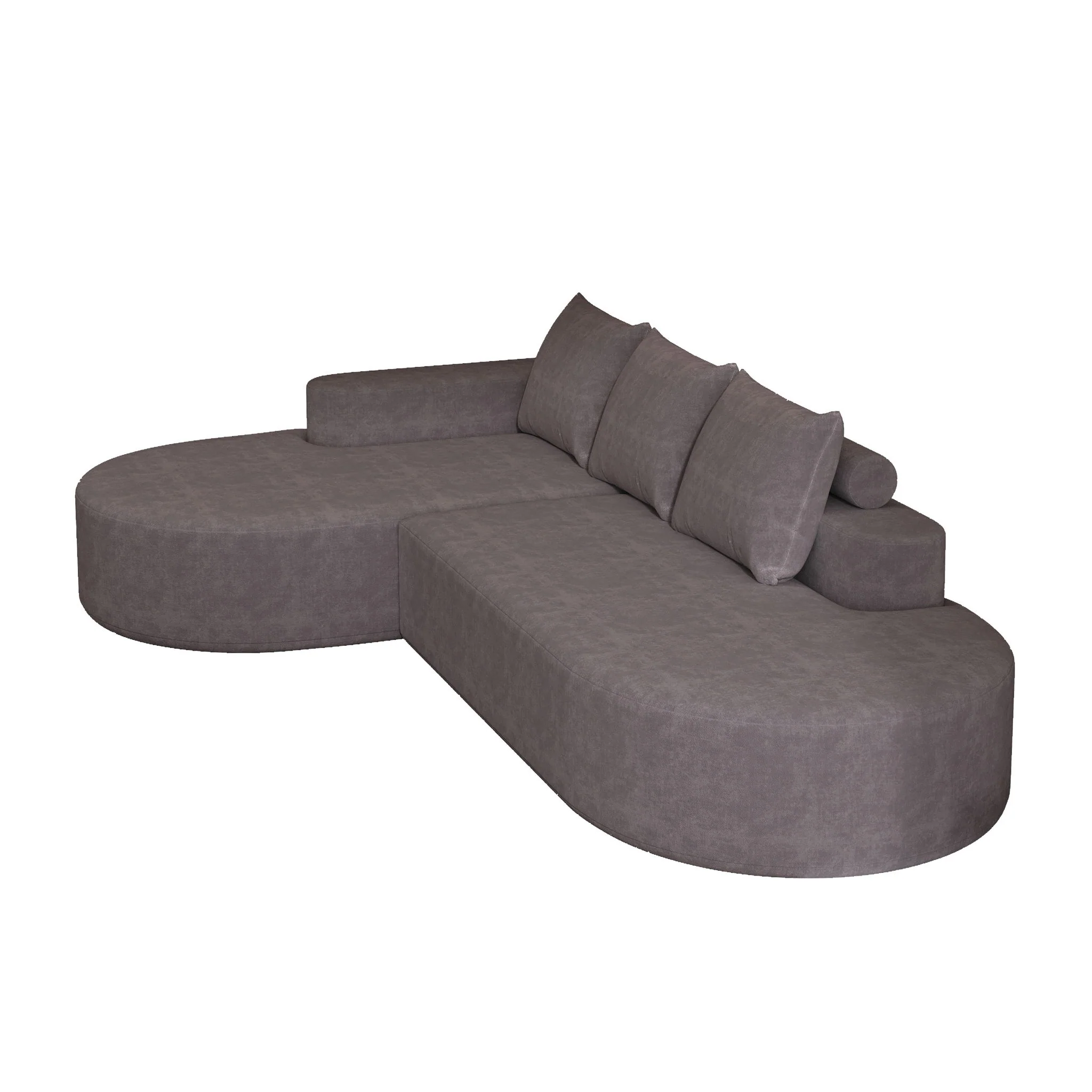 Modern Curved Sofa, L-Shaped Modular Sectional Set With 3 Pillows - Image 18