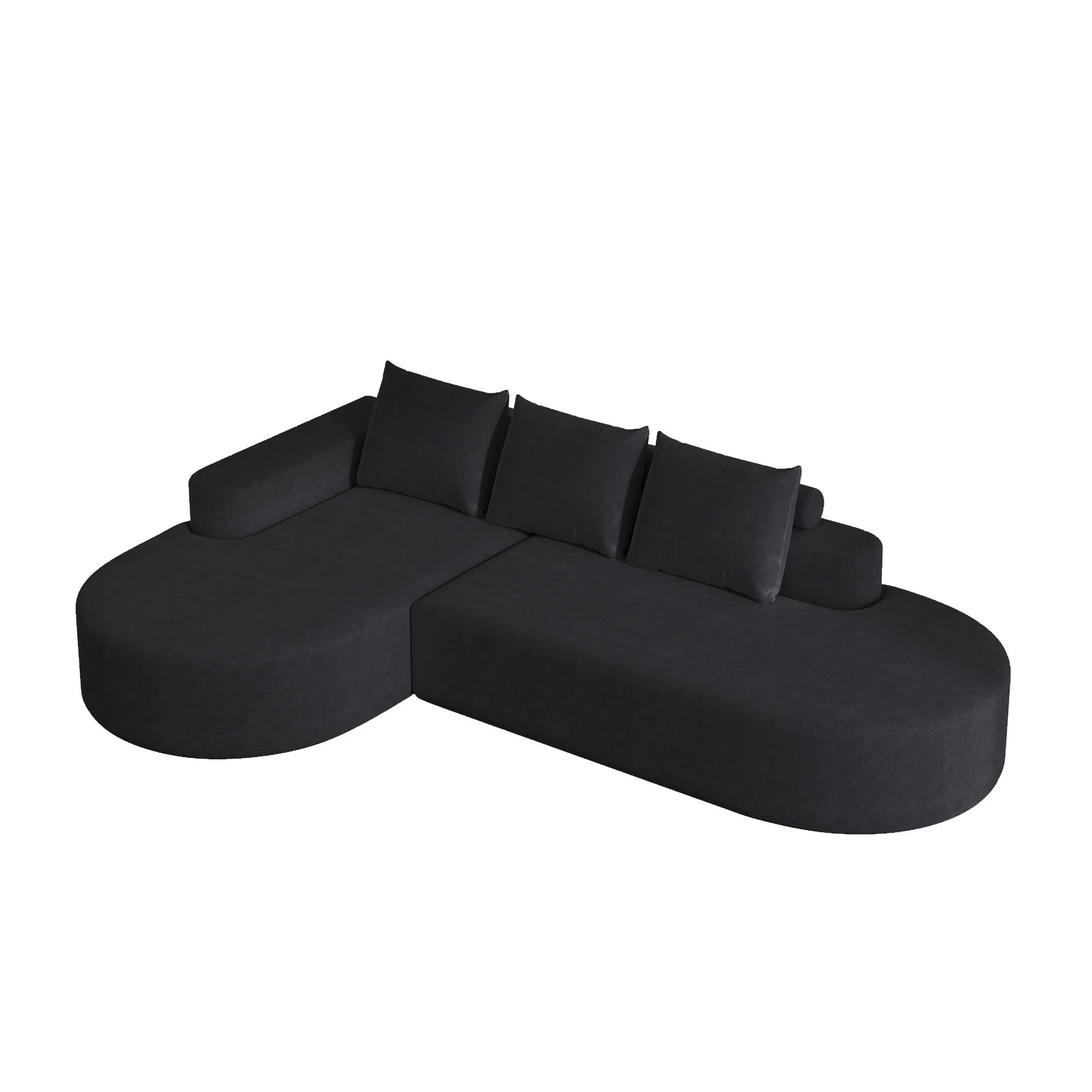 Modern Curved Sofa, L-Shaped Modular Sectional Set With 3 Pillows - Image 20