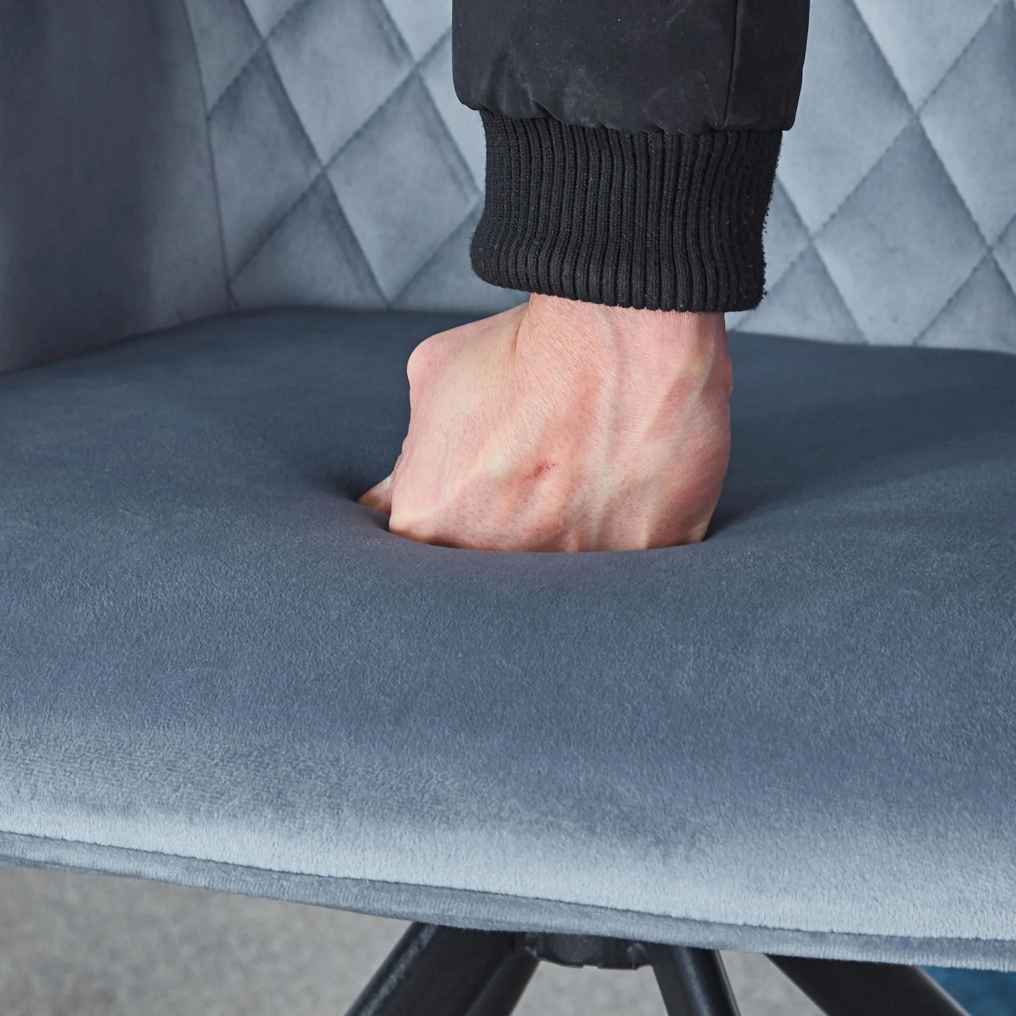 Modern Desk Chair No Wheel, Ergonomic Office Chair Home Office Upholstered Chair, Computer Chair For Bedroom, Reception Room, Living Room With Metal Legs - Blue - Image 3