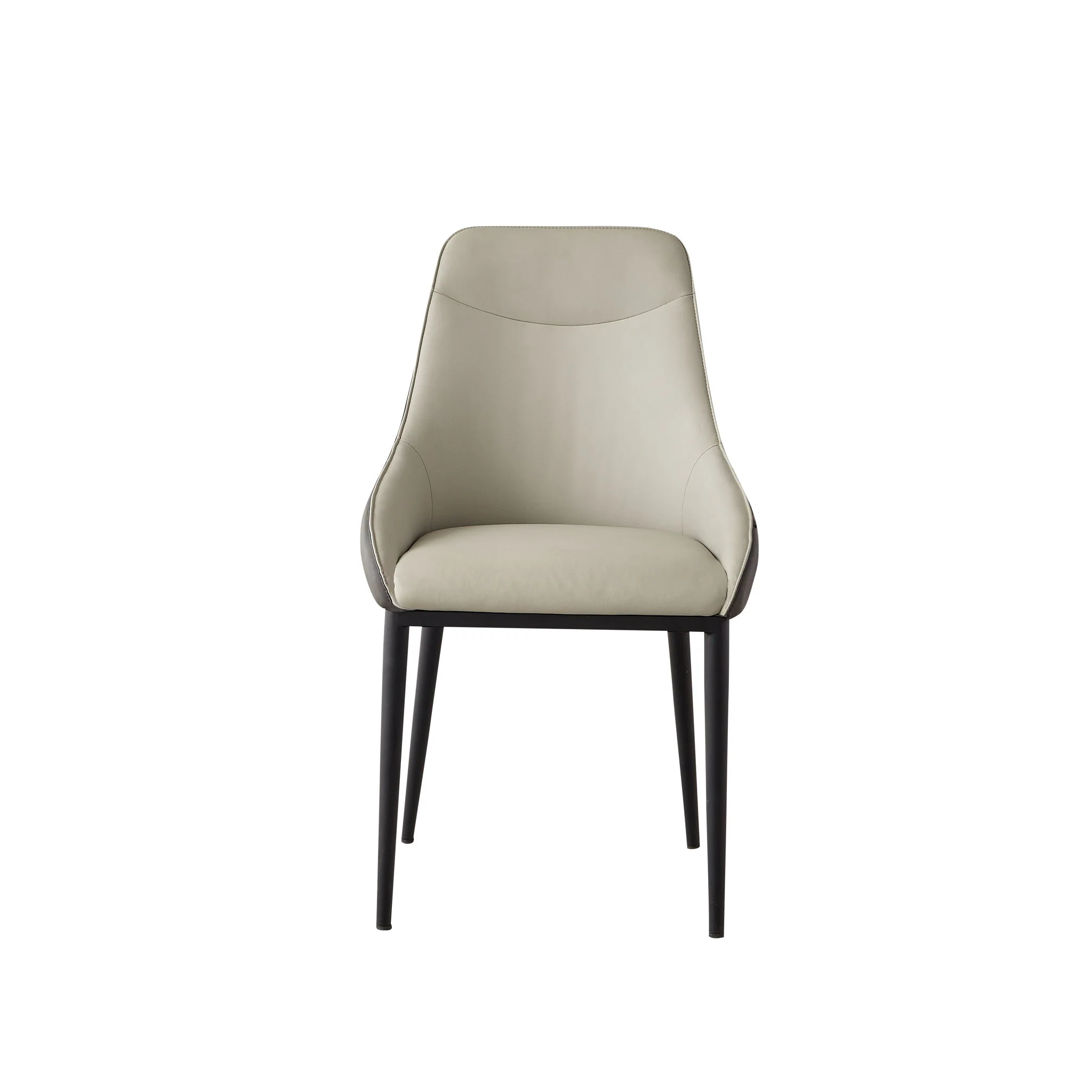 Modern Dining Chair Set Upholstered Seats Steel Metal Legs 2 Tone Contemporary Kitchen Living Room Furniture (Set of 2) - Black / Gray - Image 7