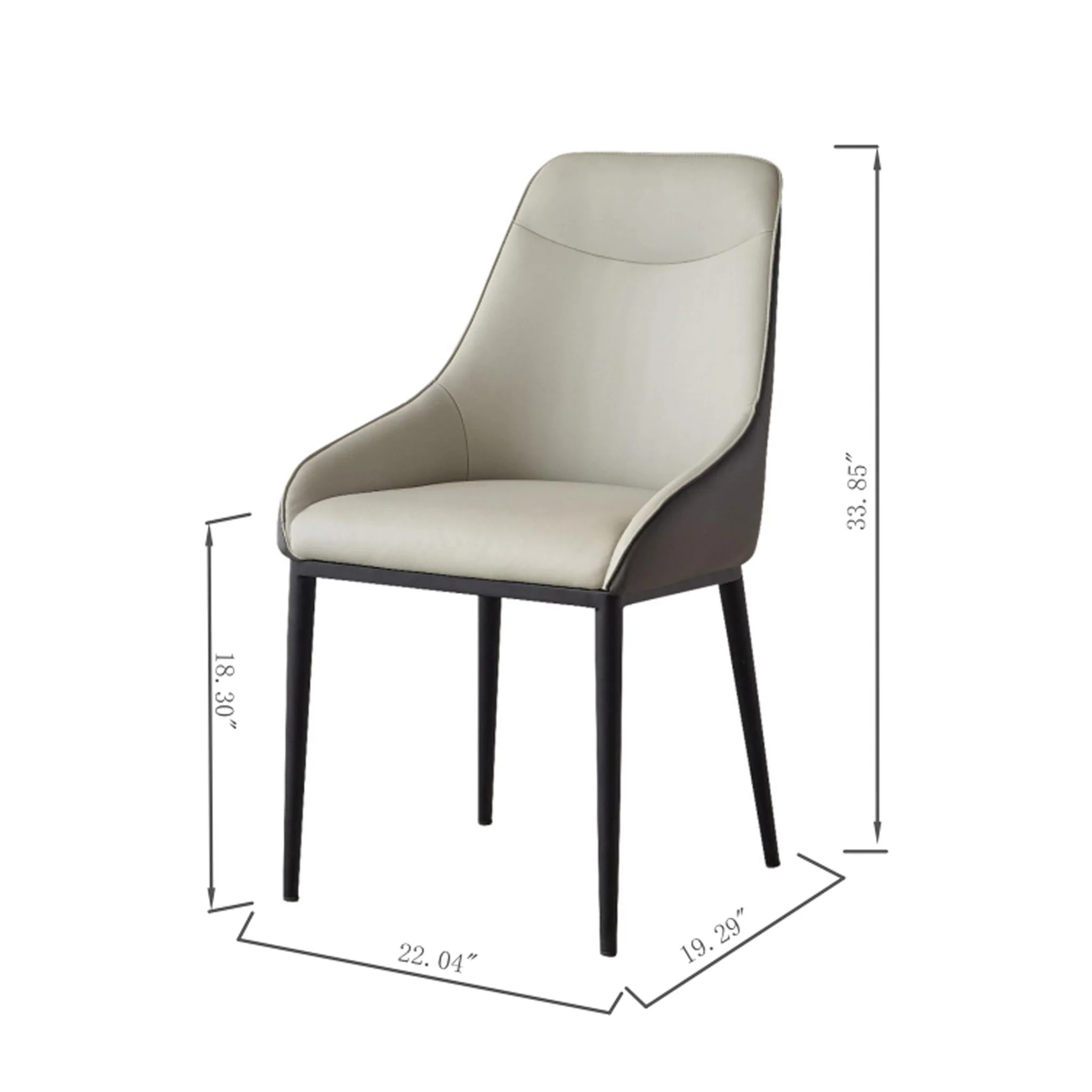 Modern Dining Chair Set Upholstered Seats Steel Metal Legs 2 Tone Contemporary Kitchen Living Room Furniture (Set of 2) - Black / Gray - Image 8