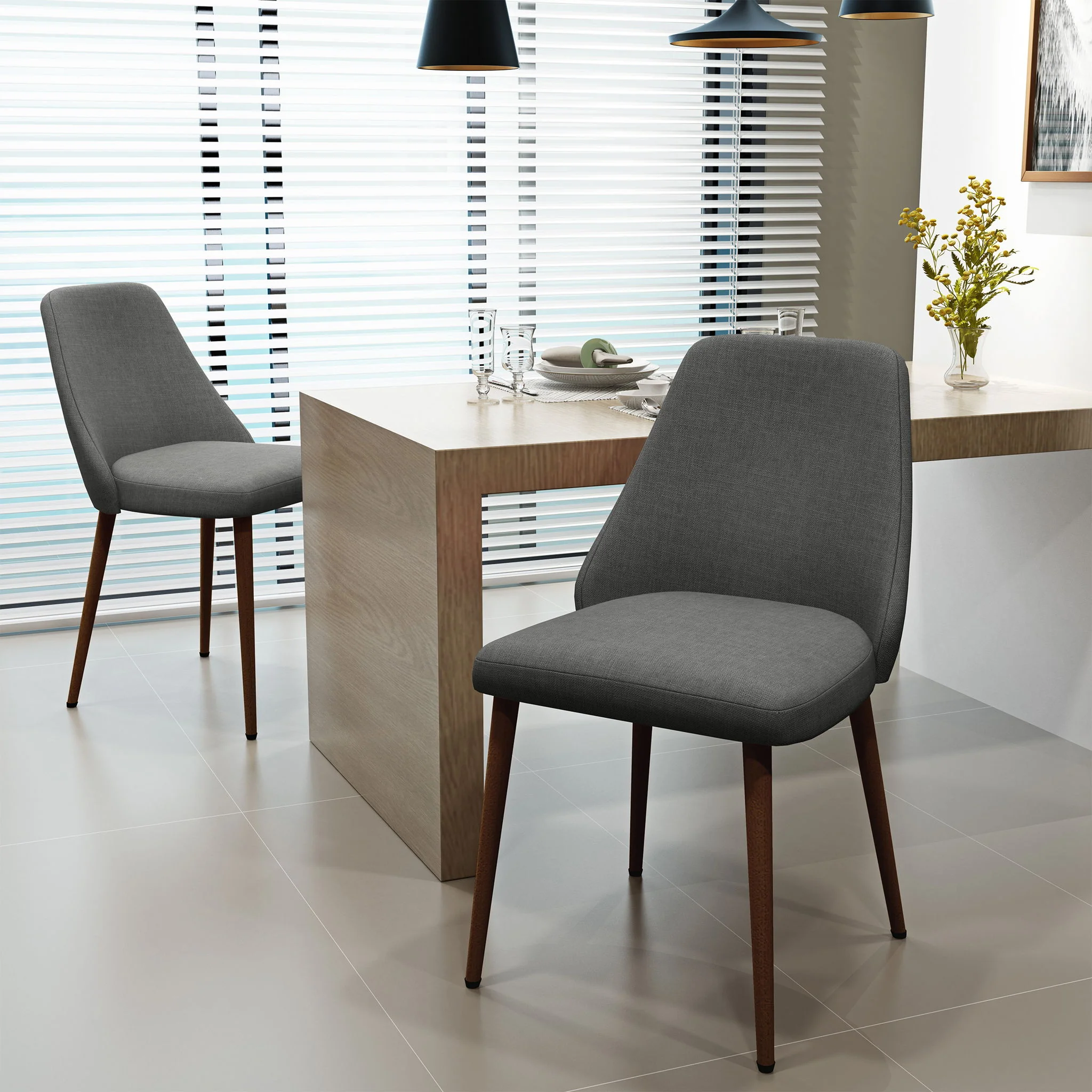Modern Dining Chair With Iron Legs And Wood Finish - Image 6