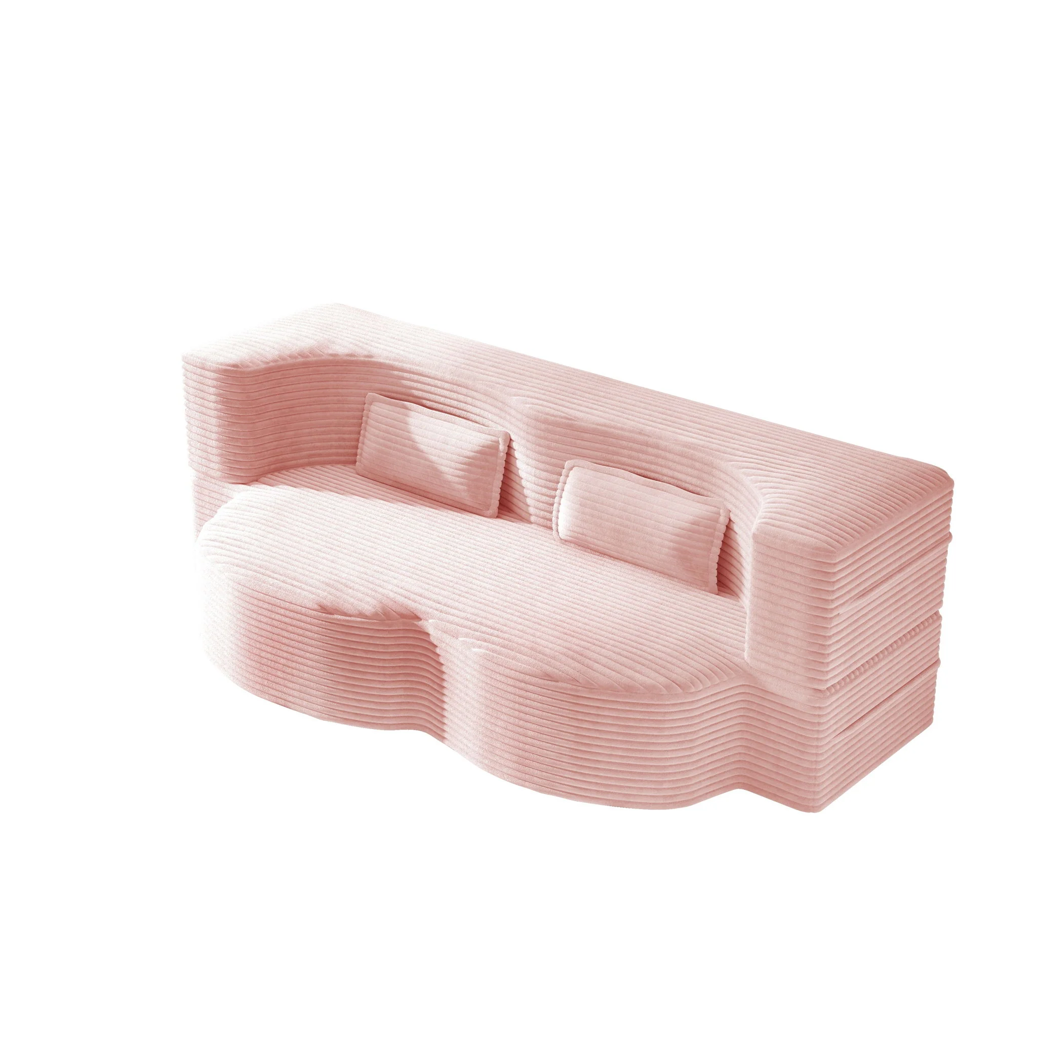Modern Floor Sofa With 2 Pillows, Convertible Twin Size Folding Mattress For Living Room - Image 5
