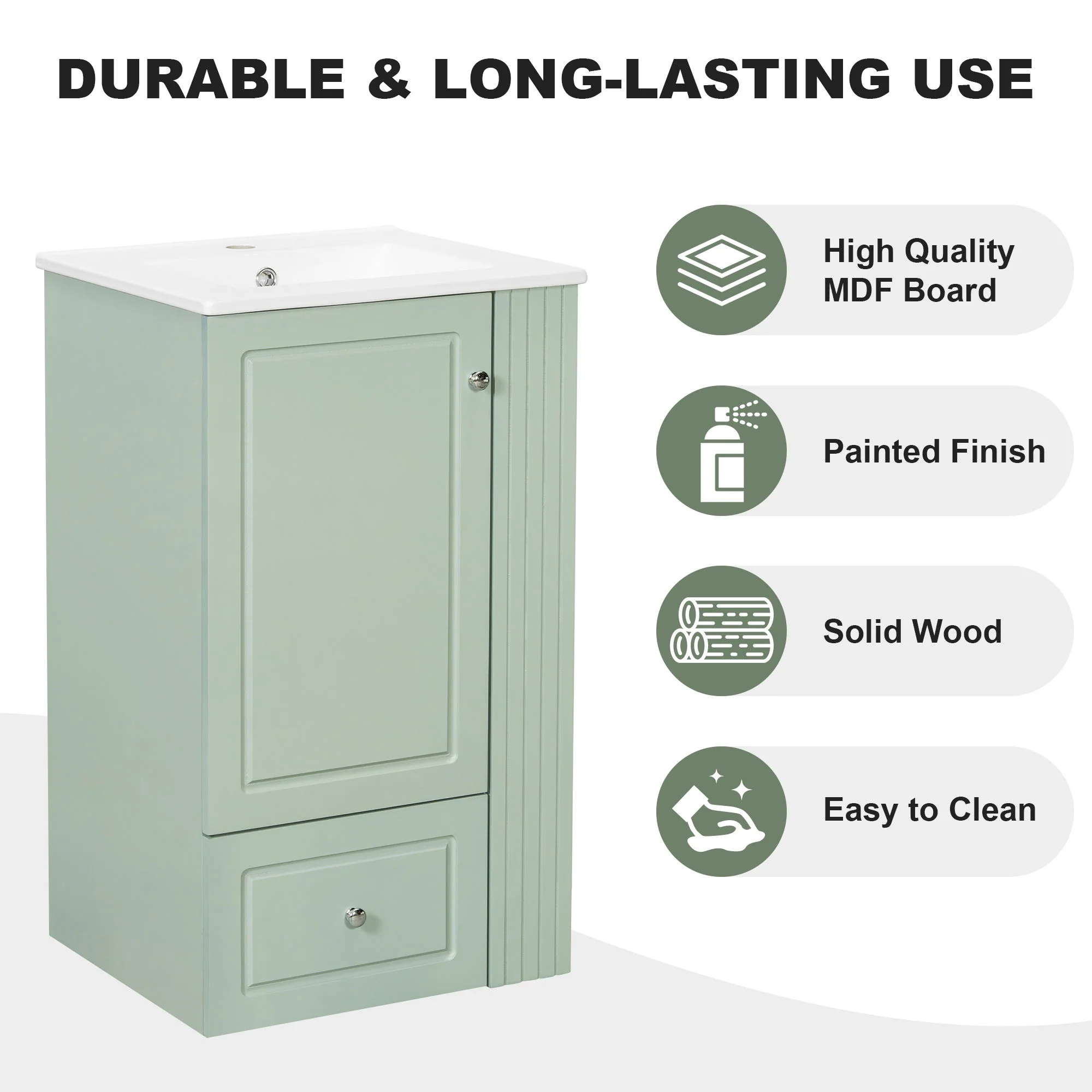 Modern Freestanding Bathroom Vanity With Sink, Soft-Close Drawer, Towel Bar - Image 14