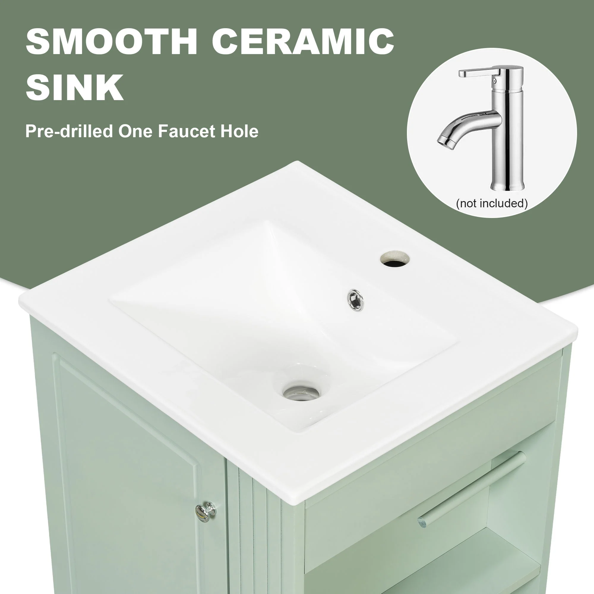 Modern Freestanding Bathroom Vanity With Sink, Soft-Close Drawer, Towel Bar - Image 8