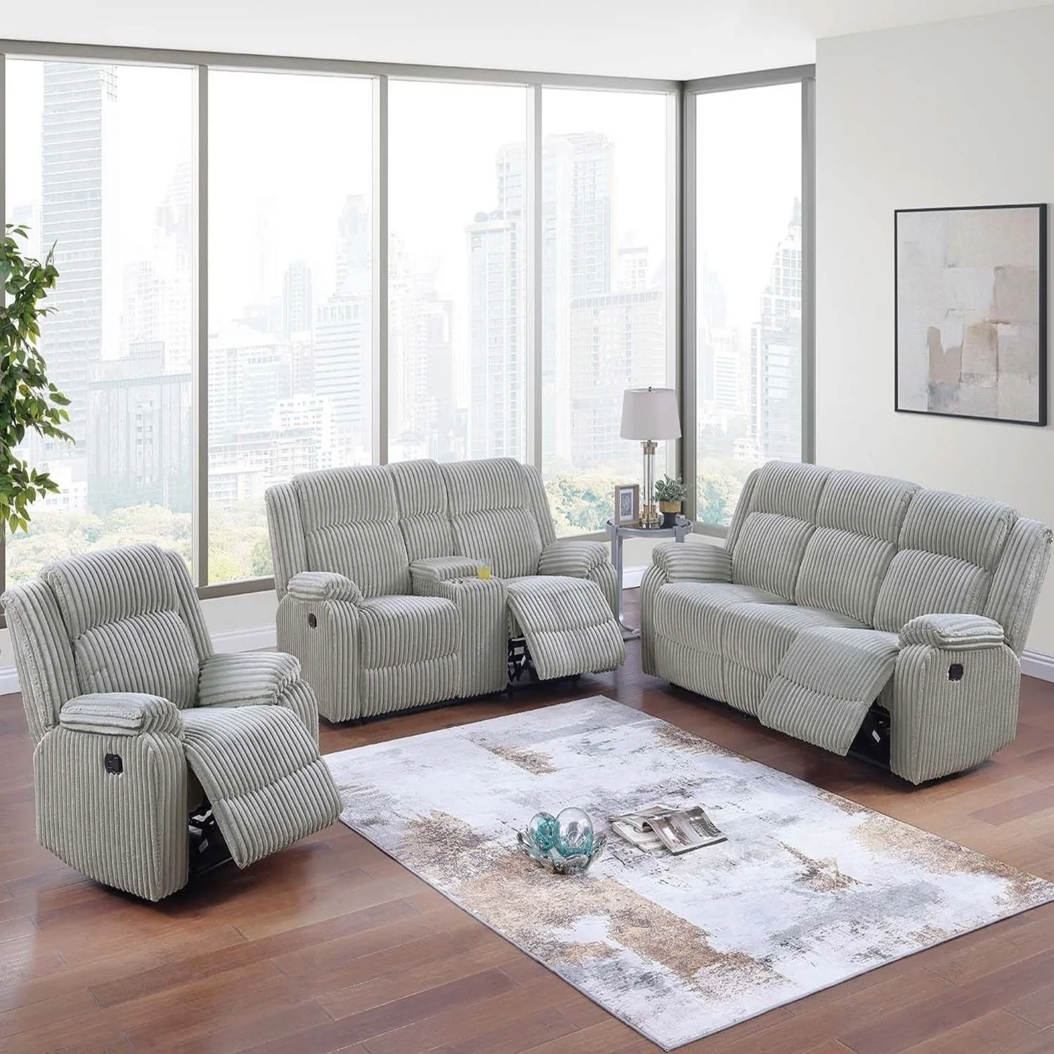 Modern Living Room Set With Pillow Arms - Image 8