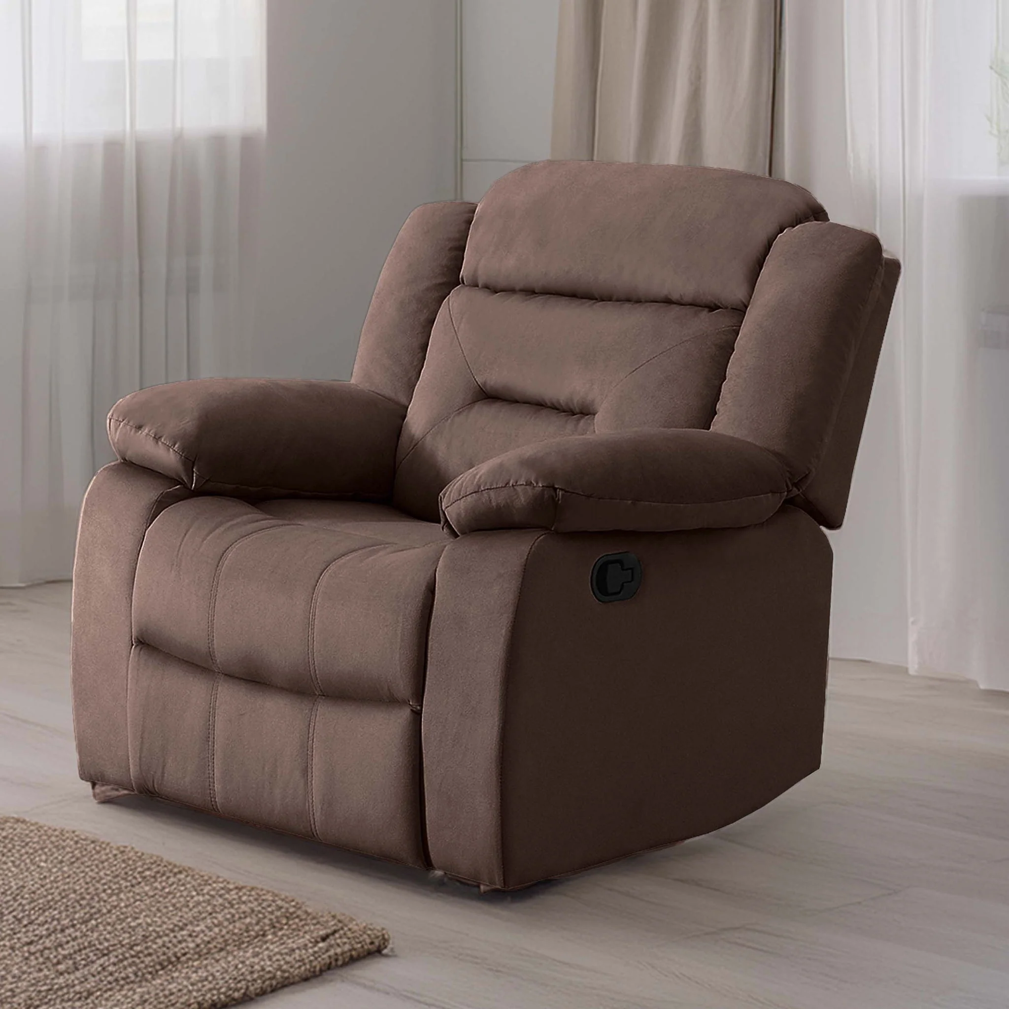 Modern Manual Recliner With Padded Seat And Pillow Arms - Image 6